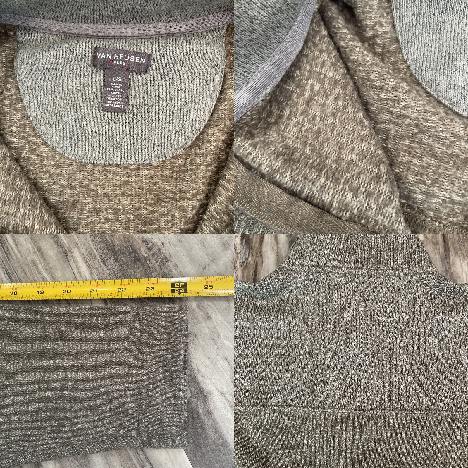 Van Heusen VAN HUESEN Mens 1/4 Zip knit Sweater Long Sleeve Pullover Olive green LARGE Size US L / EU 52-54 / 3 - 8 Thumbnail