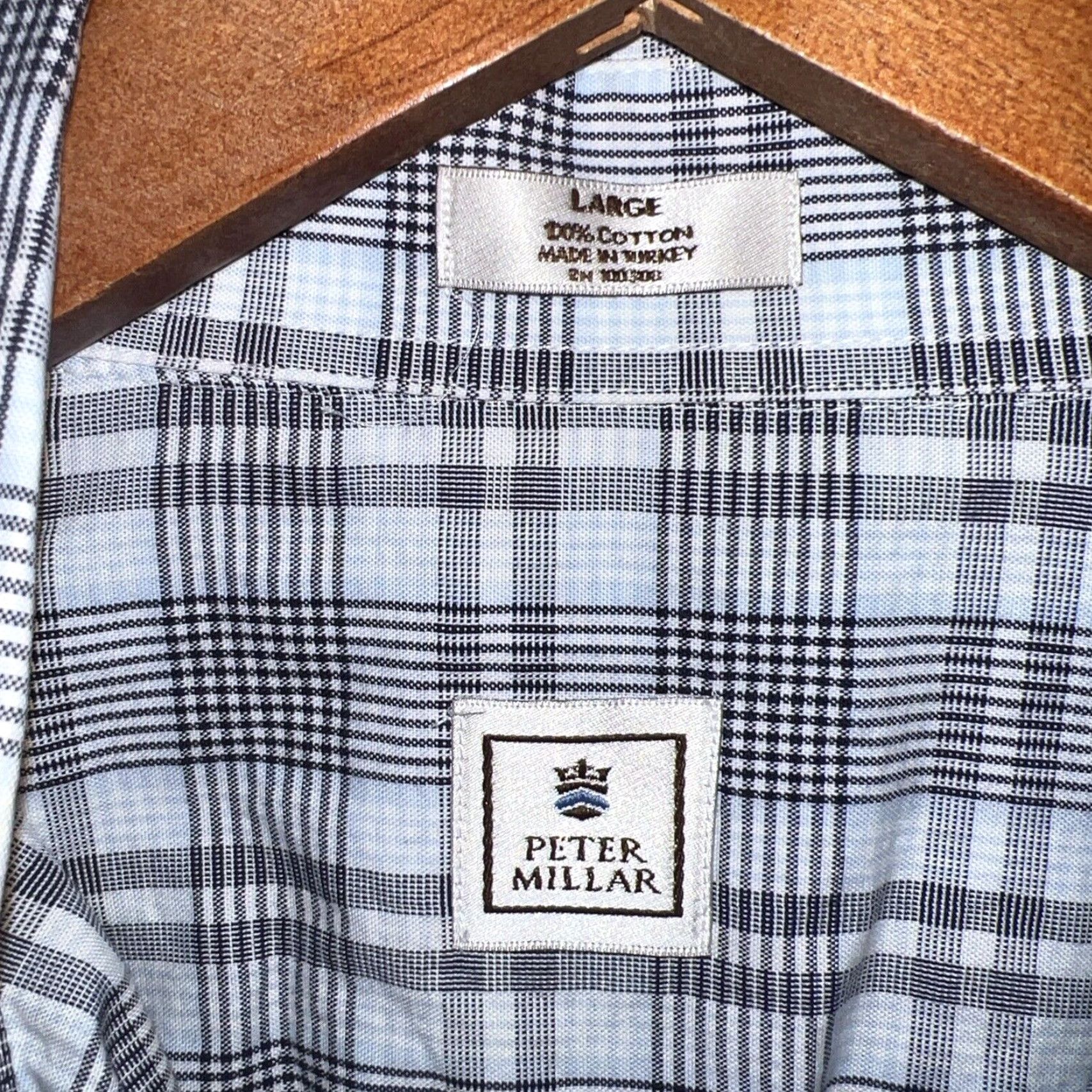 Peter Millar VINTAGE Peter Millar Gray Plaid Long Sleeve Button-Up Shirt Men's Size L Size US L / EU 52-54 / 3 - 3 Thumbnail