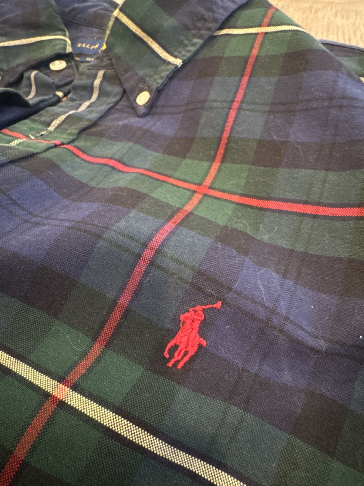 Ralph Lauren Green Navy Red Button Down Size US XL / EU 56 / 4 - 2 Thumbnail