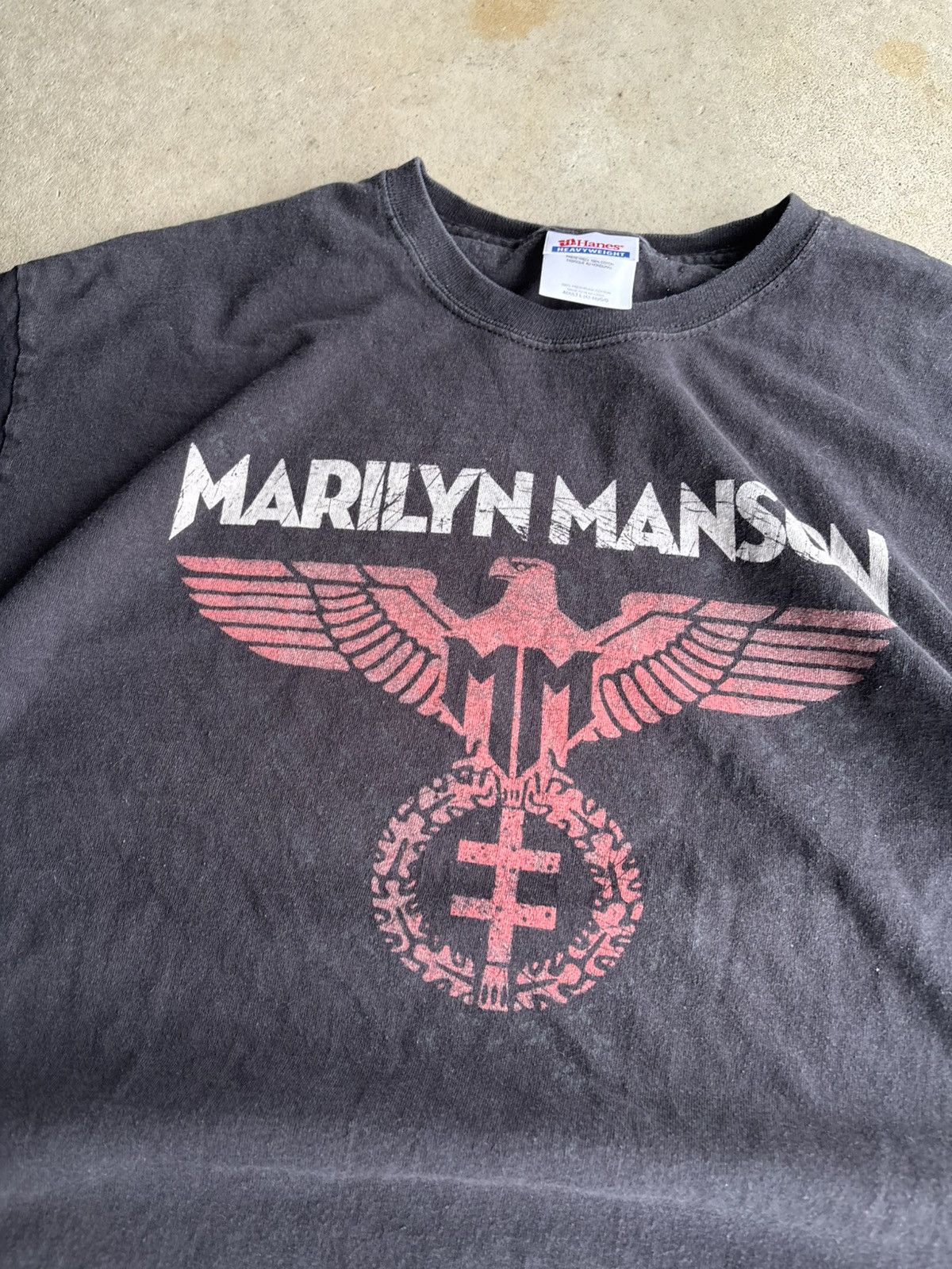 Band Tees Crazy Marilyn Manson Faded Black Grunge Punk Tour Tee Size US L / EU 52-54 / 3 - 3 Thumbnail