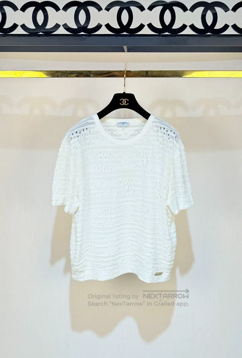 Chanel Chanel Full logo hollow short sleeves Size S / US 4 / IT 40 - 1 Thumbnail