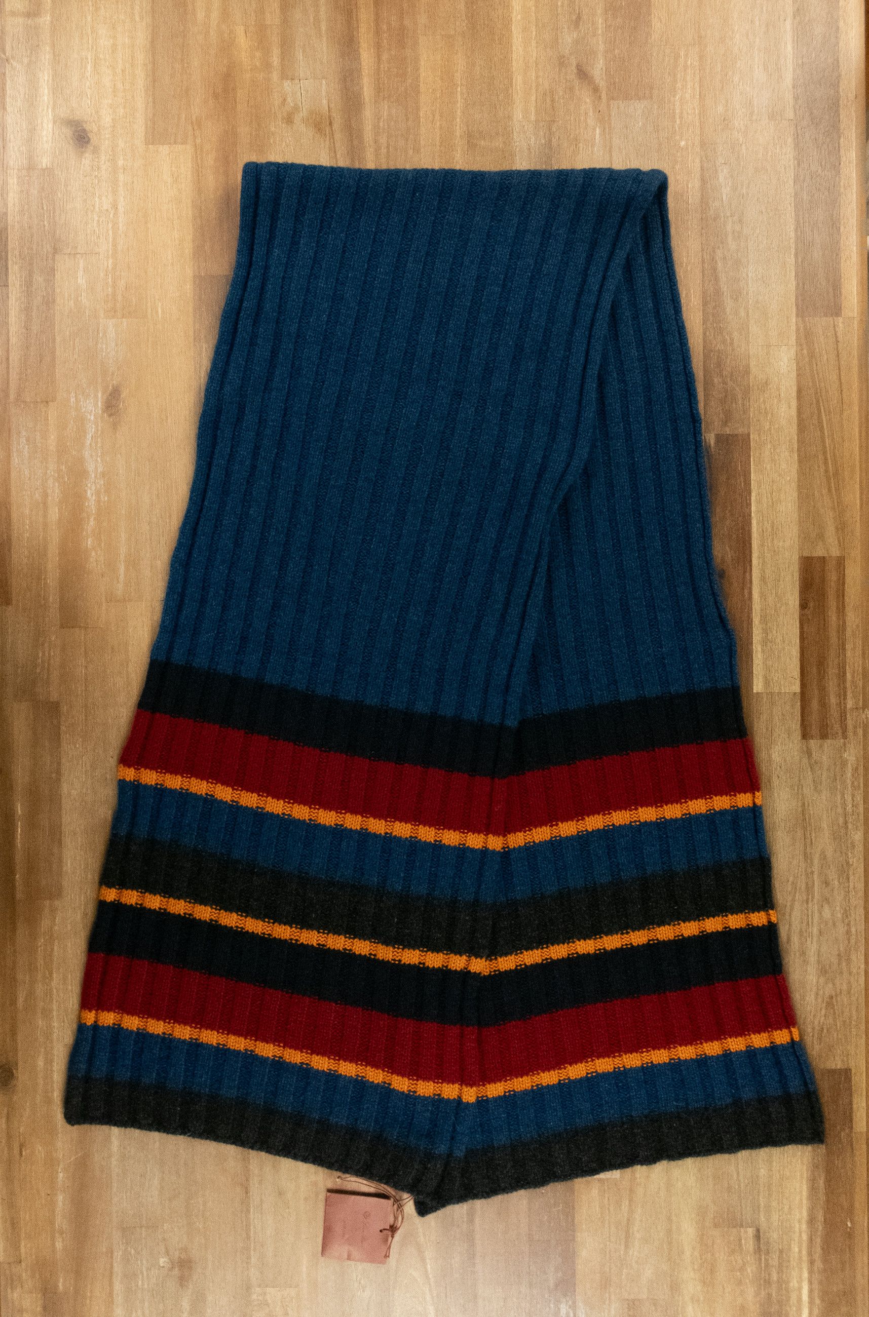 image of Loro Piana Deer Valley Blue Black Red Knit Cashmere Scarf, Women's