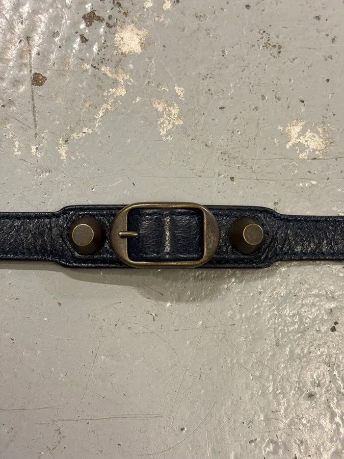 Balenciaga 2010s Balenciaga Navy Leather Studded Arena Bracelet Size ONE SIZE - 6 Thumbnail