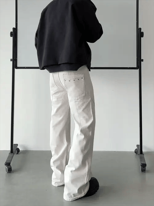 VIBE White Wide Leg Jeans Size US 34 / EU 50 - 4 Thumbnail