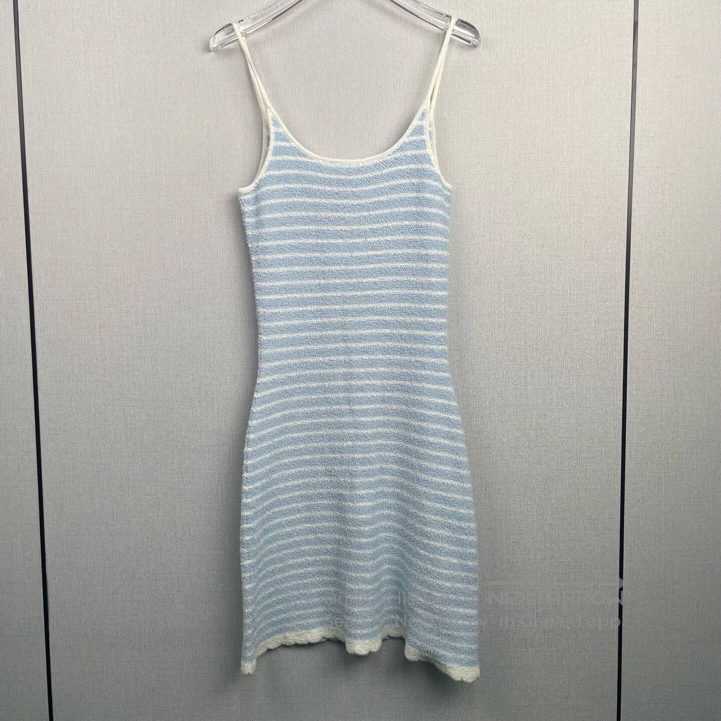 Miu Miu Miu Miu Blue and White Striped Terry Slip Dress| Size XS / US 0-2 / IT 36-38 - 2 Thumbnail