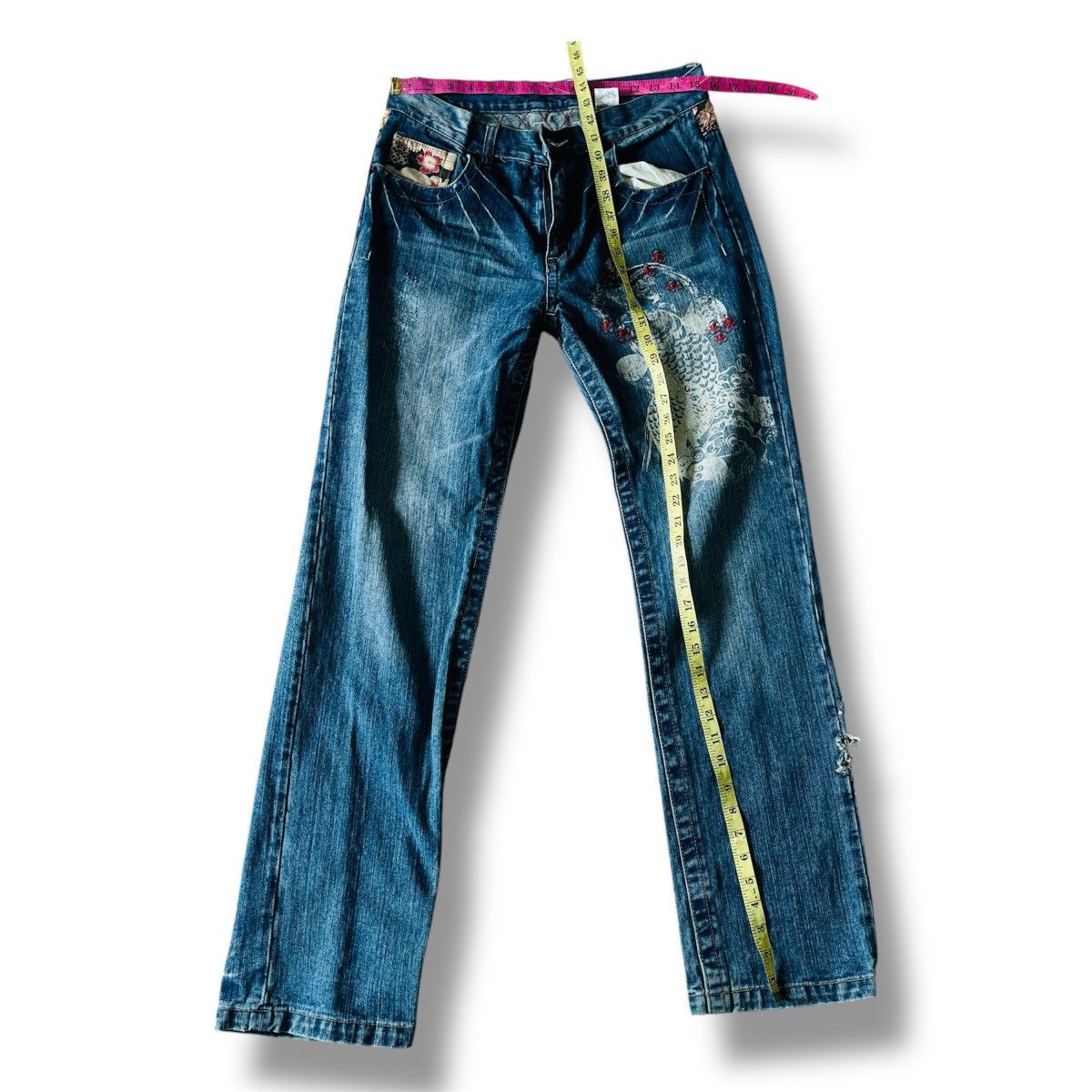 Vintage Vintage Karakuri Koi Fish Yakuza Denim Jeans Size US 32 / EU 48 - 19 Thumbnail