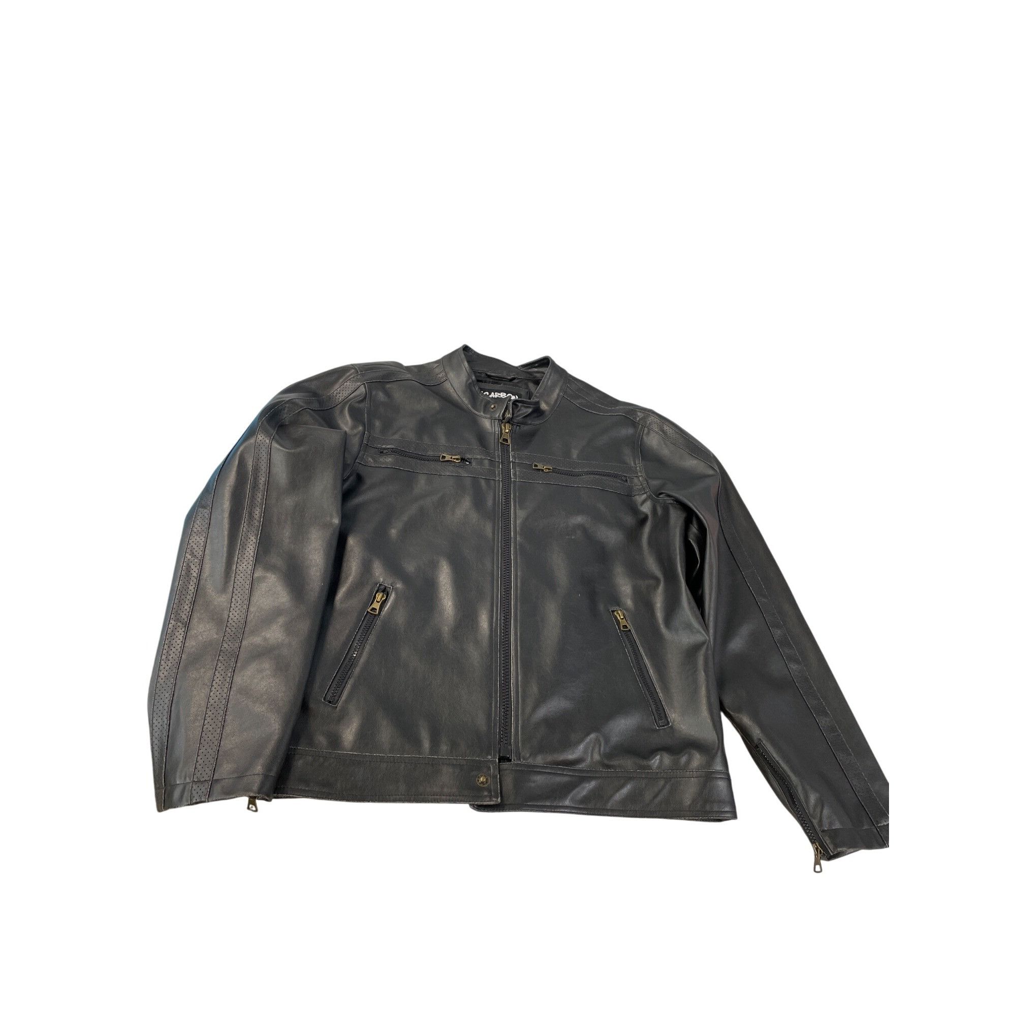 Other Carbon mens brown faux leather motorcycle jacket Size L SKU Size L / US 10 / IT 46 - 1 Thumbnail