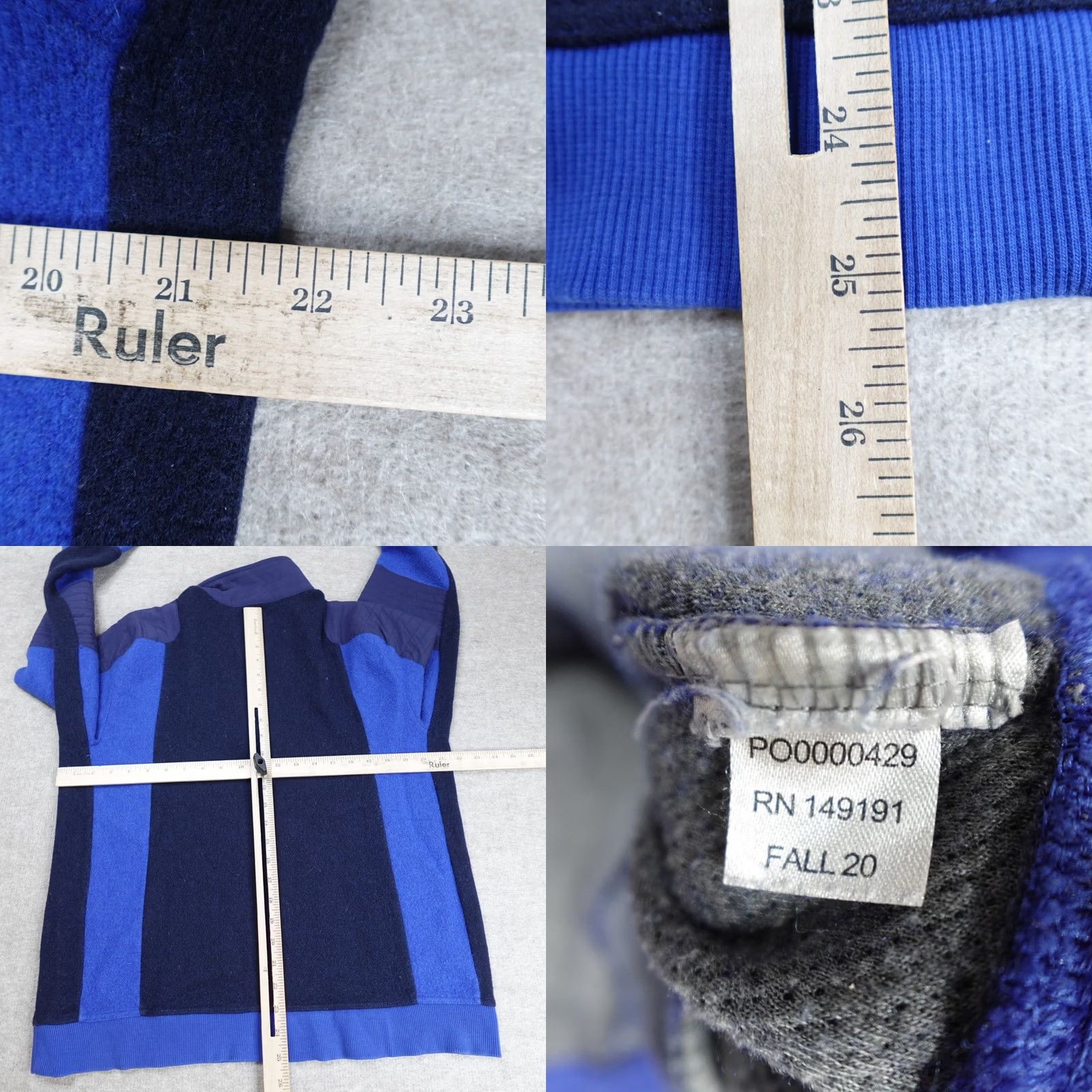 Topo Designs Topo Designs Mens Sweater Regular Wool Blend 1/4 Zip Blue Crew Neck Winter Fall Pullover Shirt Size US L / EU 52-54 / 3 - 8 Thumbnail