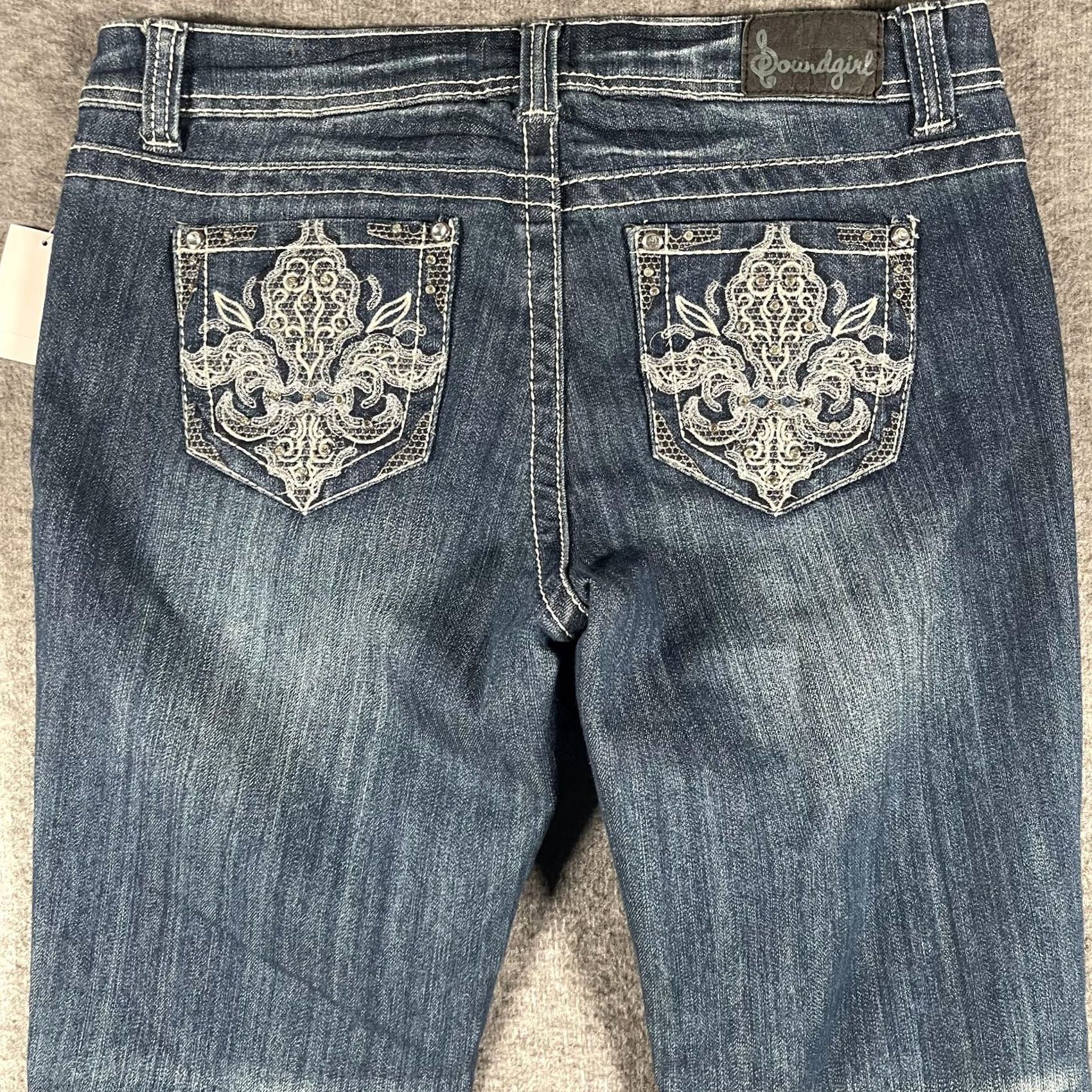 Vintage Soundgirl Jeans Womens Medium Blue Skinny Boot Bootcut Stretch Embellished 13 Size 34" / US 12 / IT 48 - 4 Thumbnail
