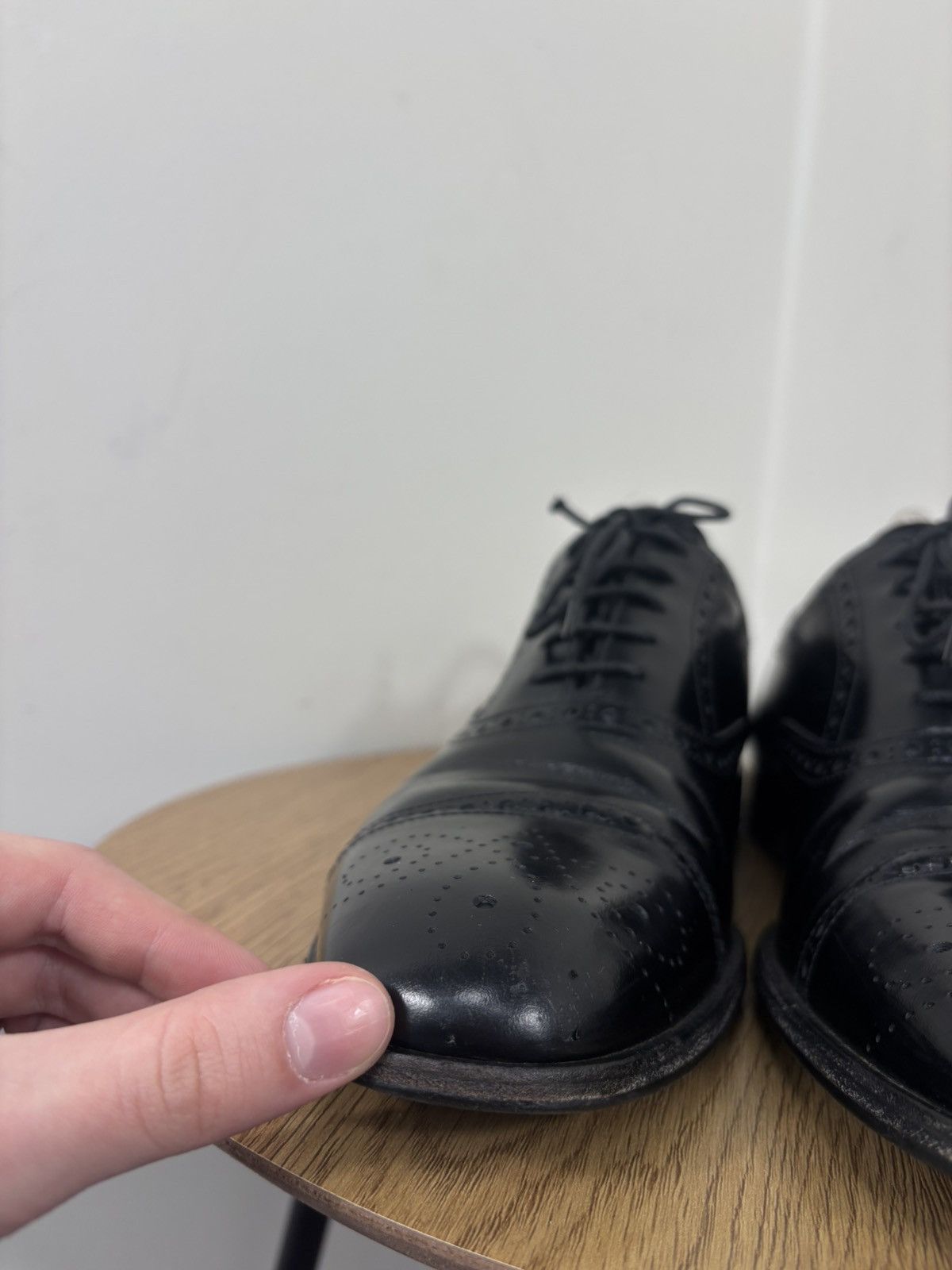 Prada Prada Men’s Black Leather Cap-Toe Brogue Oxford Dress Shoes Size US 8.5 / EU 41-42 - 7 Thumbnail