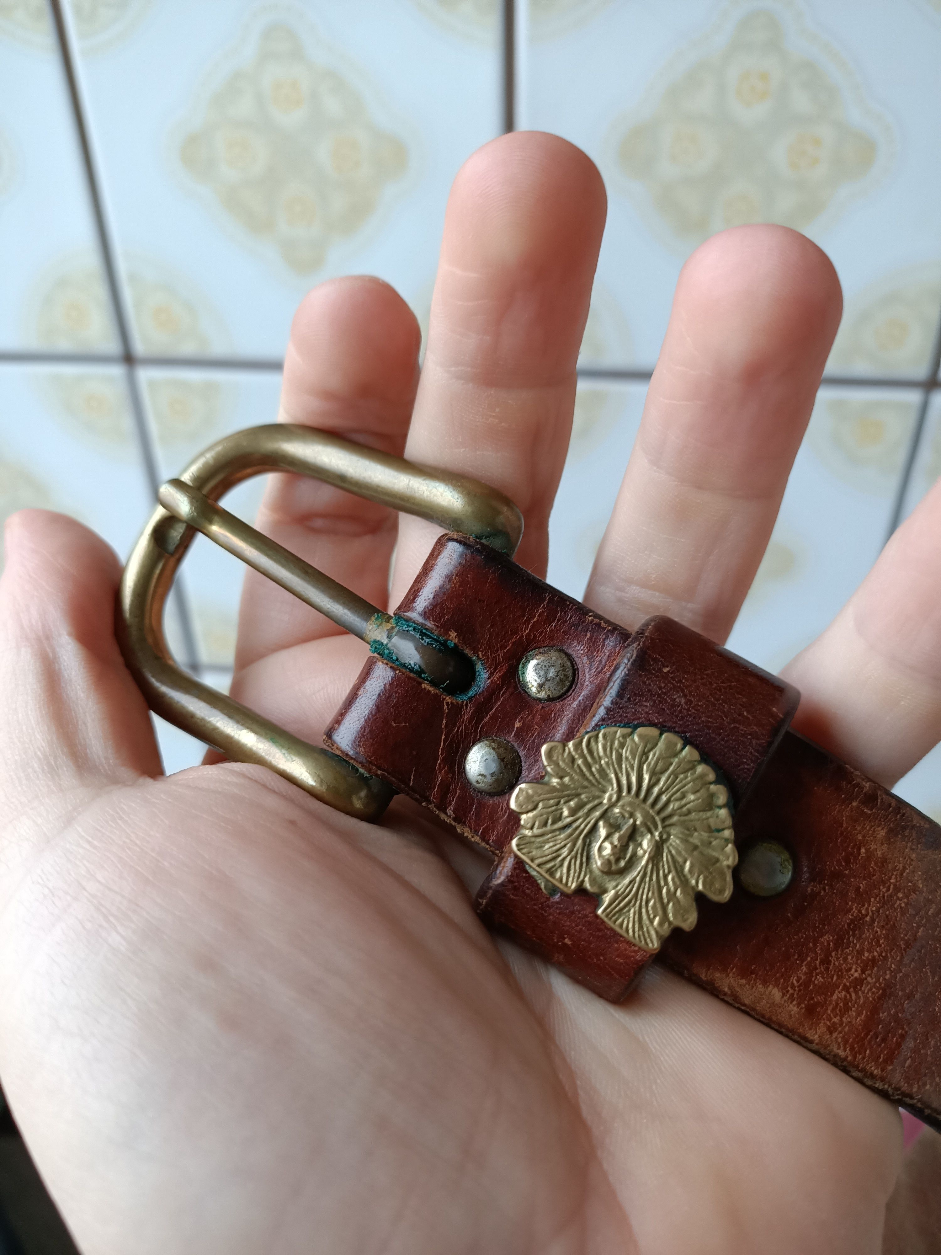Leather Vintage El Charro Aztec leather belt Size ONE SIZE - 2 Thumbnail