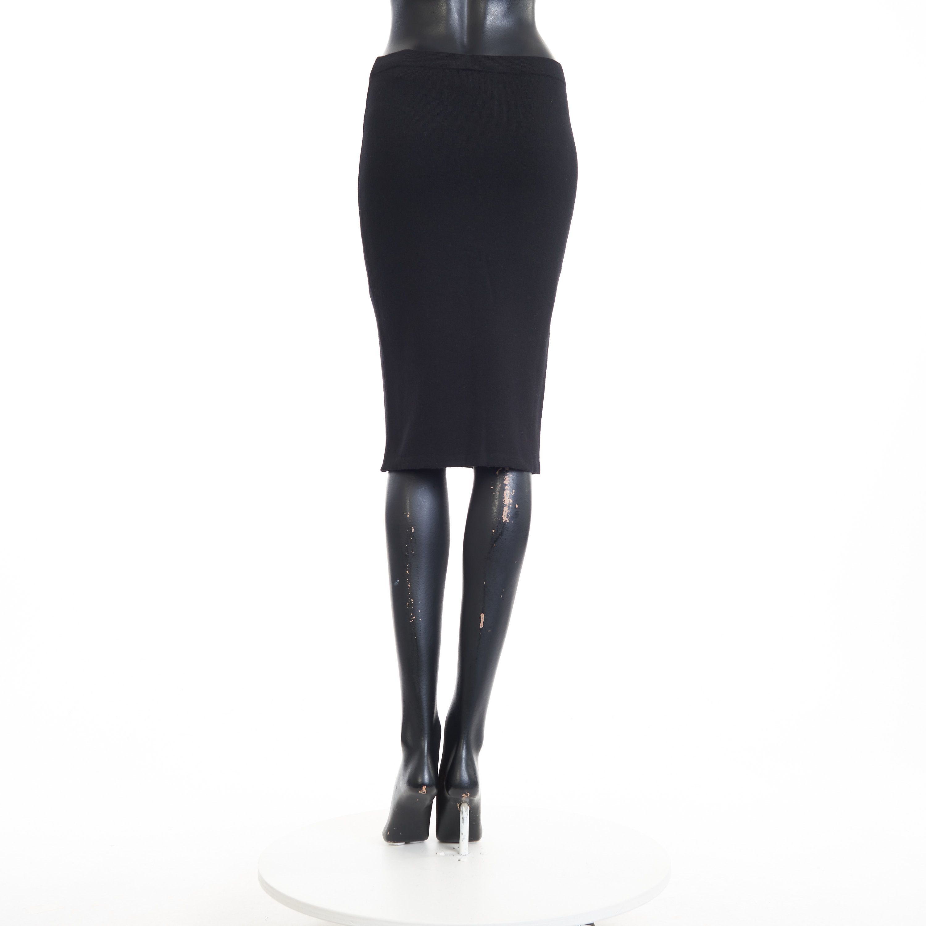 Saint Laurent Paris Black Pencil Skirt - Fine-Knit Wool Size 28" / US 6 / IT 42 - 5 Thumbnail