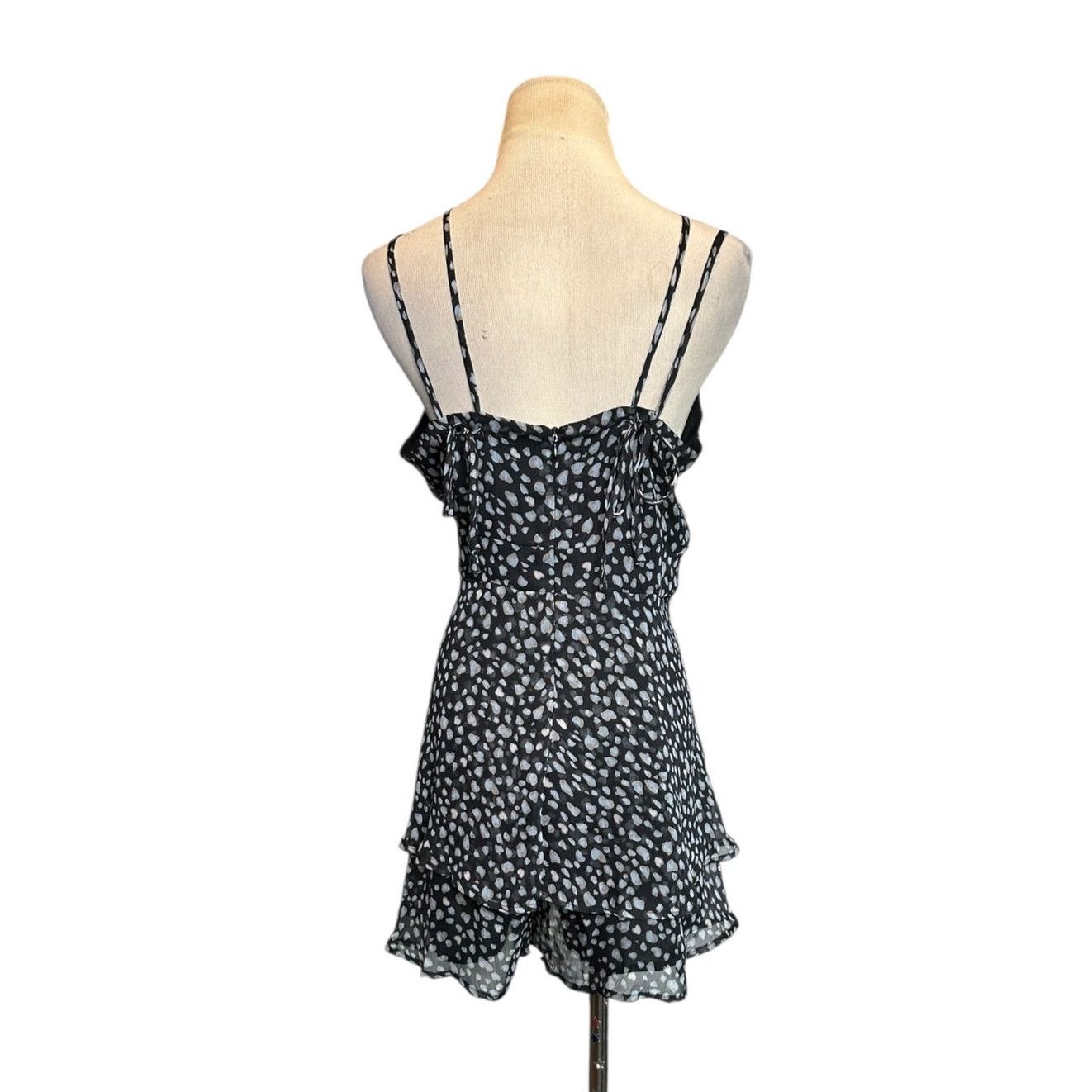 Anthropologie Le Lis black gray print ruffled romper size Large Size L / US 10 / IT 46 - 2 Thumbnail