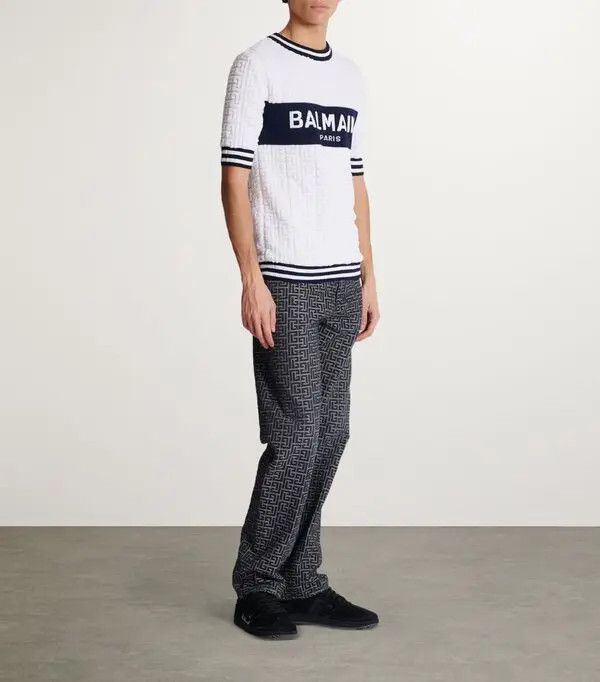 Balmain o1s1wg110925 Wool Cotton Logo T-Shirt in White Size US M / EU 48-50 / 2 - 3 Thumbnail