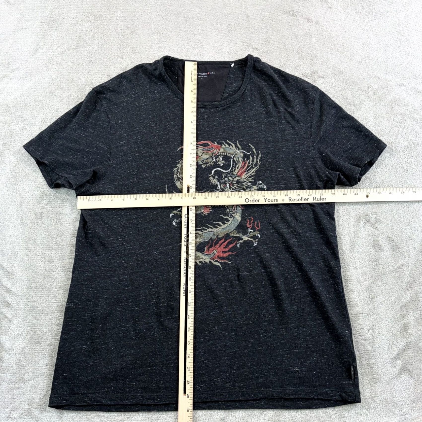 John Varvatos John Varvatos Dragon Print T Shirt in Grey 100% Linen Men XL Crew Neck Short Sleeve Graphic Print Designer Grunge Snake All Seasons Breathable Size US XL / EU 56 / 4 - 6 Thumbnail