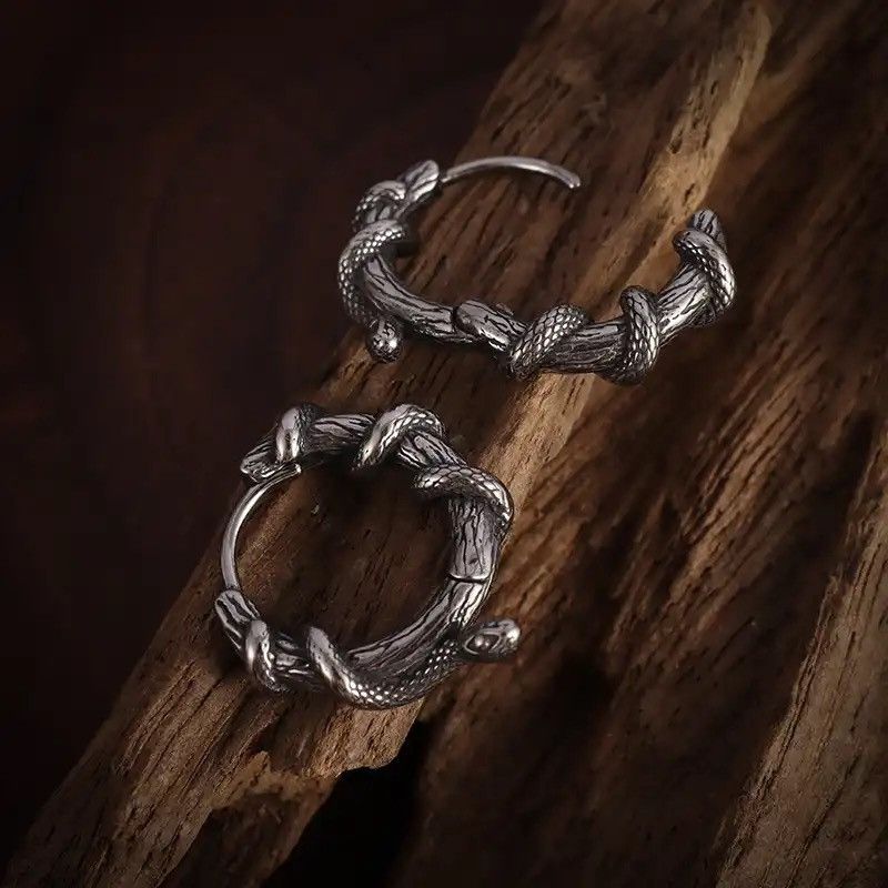 Jewelry × Vintage Creative Snake Winding Plant Vine Hoop Earrings Size ONE SIZE - 6 Thumbnail