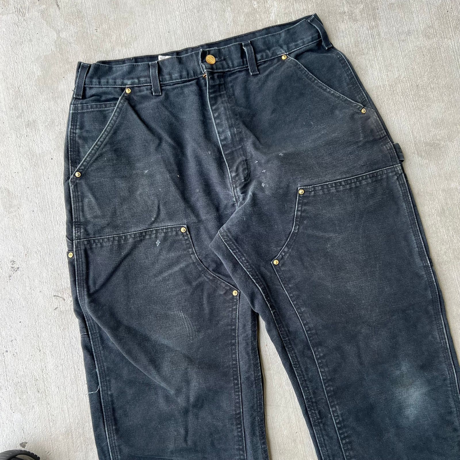 Carhartt × Vintage Carhartt faded black double knee work wear carpenter pants Size US 31 - 2 Thumbnail