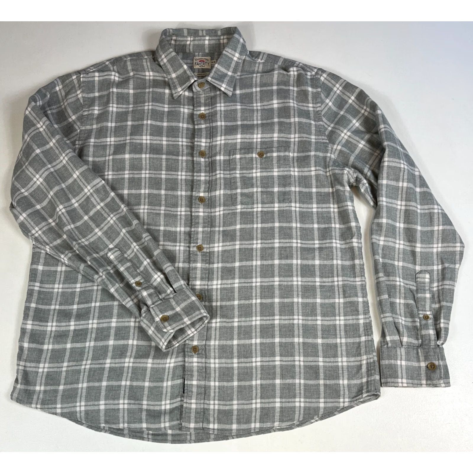 Faherty Faherty Button-Up Plaid Flannel Shirt XL Gray Cotton Organic (Men) Size US XL / EU 56 / 4 - 3 Thumbnail