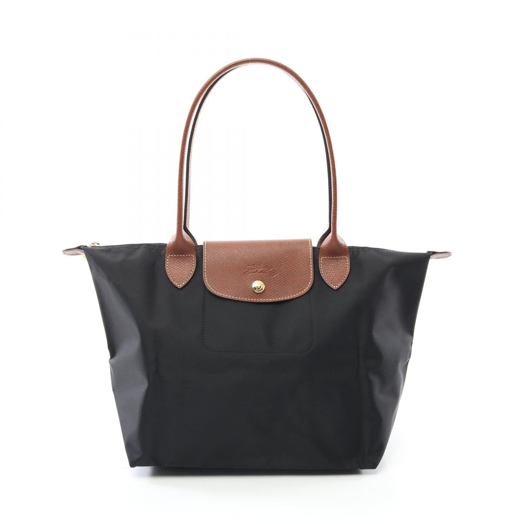 Longchamp Longchamp Le Pliage Original M Preage Handbag Tote Bag Canvas Leather Black Brown Size ONE SIZE - 1 Thumbnail