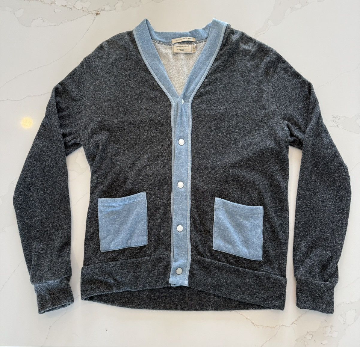 Maison Kitsune Archive Maison Kitsune Paris “Garage” Grey W/Blue Cardigan S Size US S / EU 44-46 / 1 - 4 Thumbnail