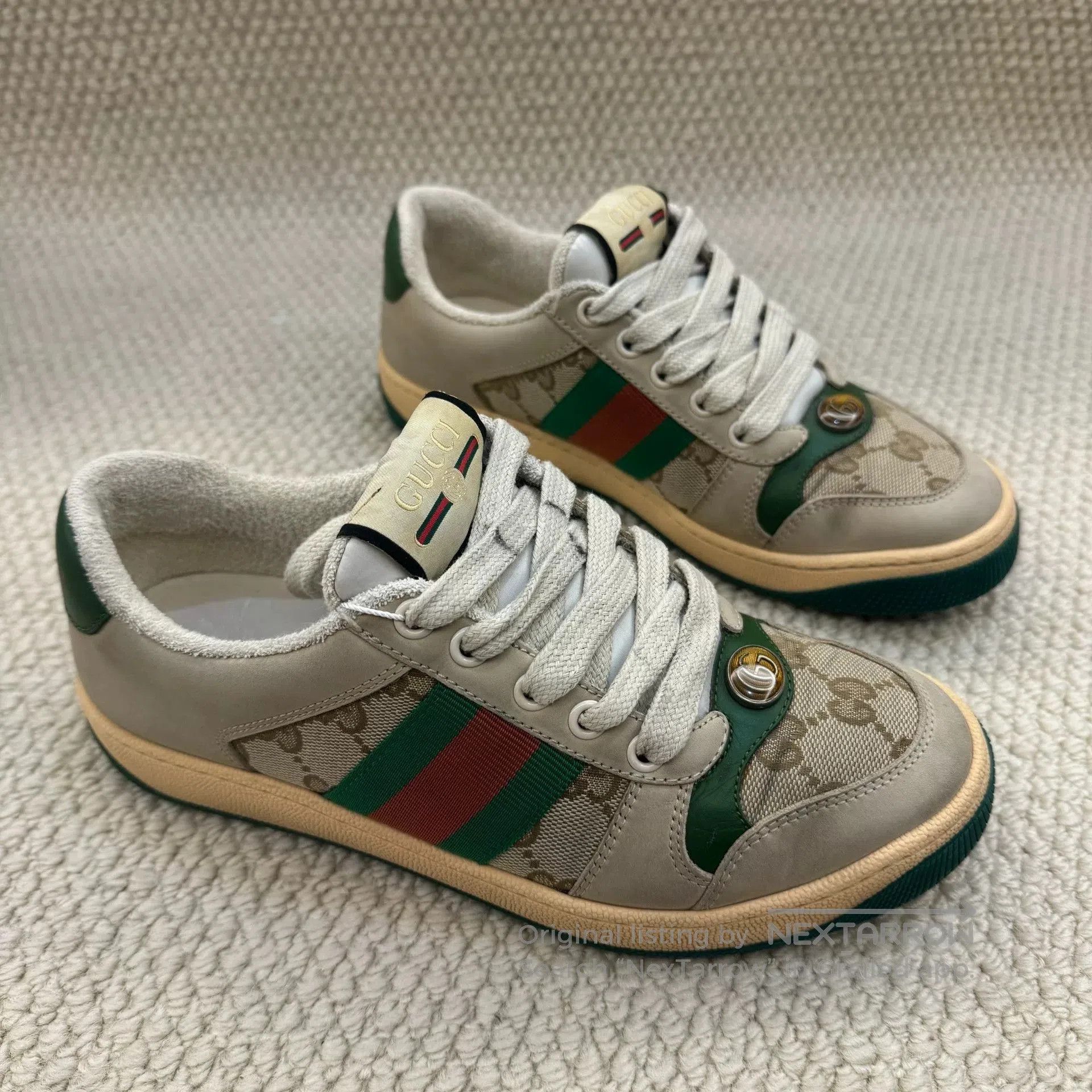 Gucci gucci screener canvas sneakers in green. Size US 5 / IT 35 - 3 Thumbnail
