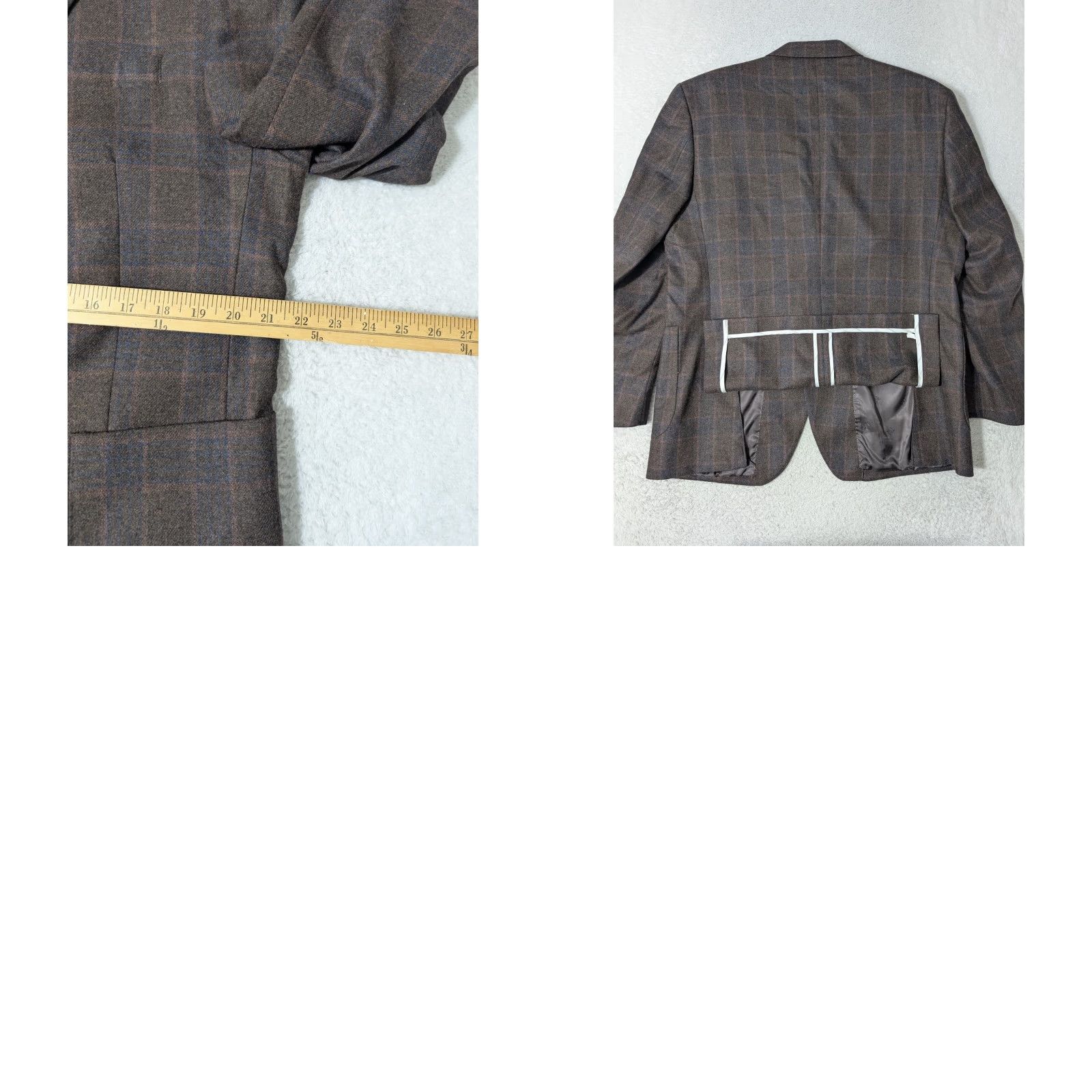 Jos. A. Bank Jos. A Bank Reserve Blazer Men 2 Piece Brown Plaid Cashmere Merino Wool 44R Mens Regular Jacket Blazer Vest Inner Pockets Vintage No Size 46R - 9 Thumbnail