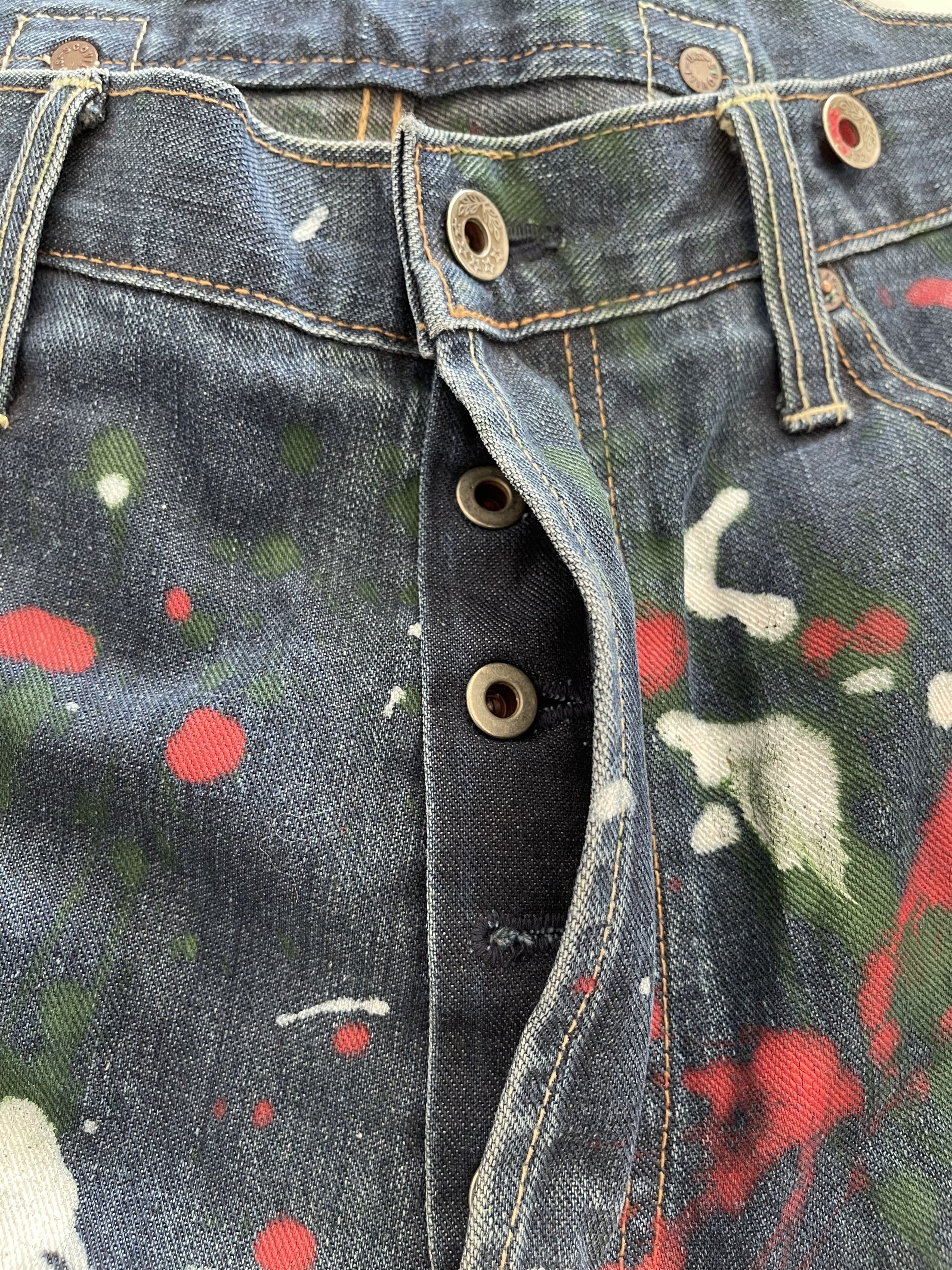 Japanese Brand Blue Way Cropped Denim Short Paint Splatter Size US 34 / EU 50 - 10 Thumbnail