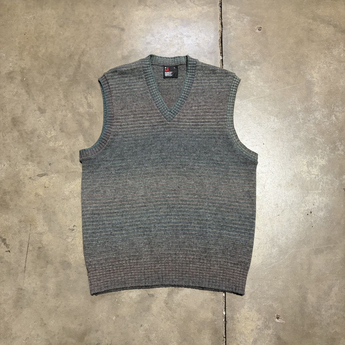 Robert Bruce Vintage Wool Sweater Vest Striped V Neck 80s Robert Bruce Size US L / EU 52-54 / 3 - 1 Thumbnail