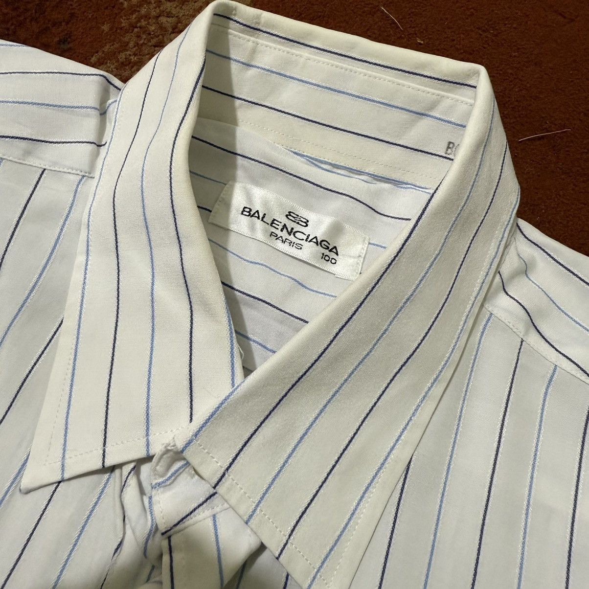 Balenciaga Vintage Balenciaga Paris Shirt Stripe Size US L / EU 52-54 / 3 - 3 Thumbnail