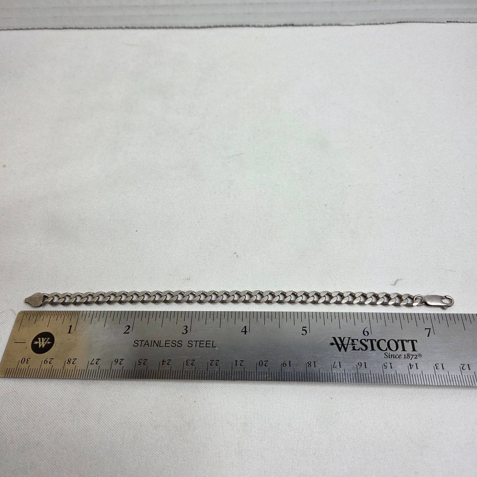 Sterling Silver Sterling Silver Textured Curb Chain Bracelet Italy .925 7.5" Size ONE SIZE - 1 Thumbnail