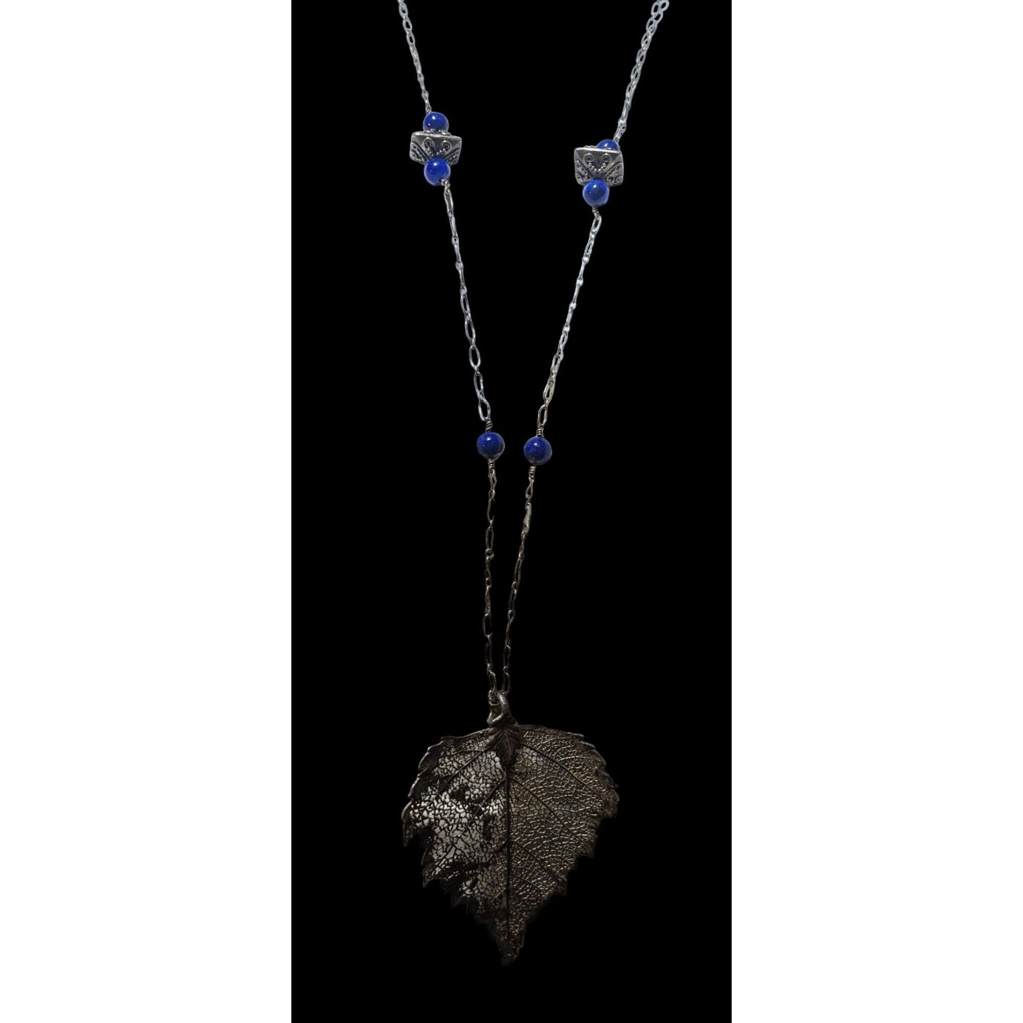 Other Vintage Silver And Blue Electroplated Birch Leaf Necklace Size ONE SIZE - 3 Thumbnail