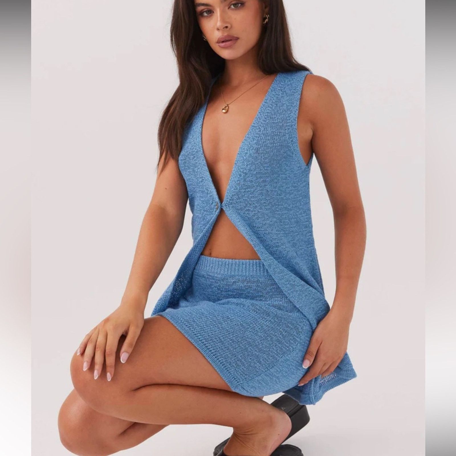 Other Peppermayo Capri Glow Knit Longline Vest Azure Blue 8 NWT Size M / US 6-8 / IT 42-44 - 7 Thumbnail