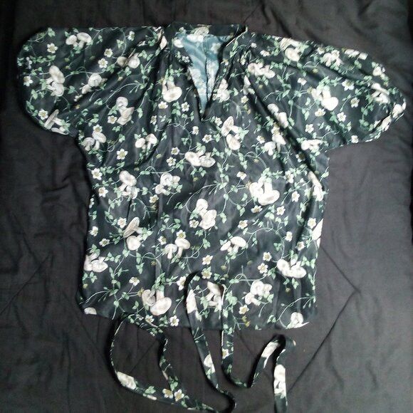 Other Vintage Mushrooms Polyester Disco Shirt V-Neck Size M / US 6-8 / IT 42-44 - 2 Thumbnail