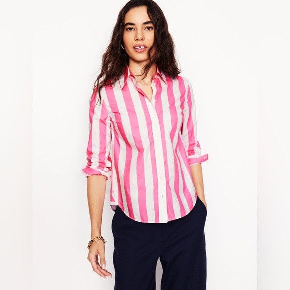 Boden BODEN Sienna Cotton ShirtPink Rose Wide Stripe size 12R NWT Size XL / US 12-14 / IT 48-50 - 1 Thumbnail