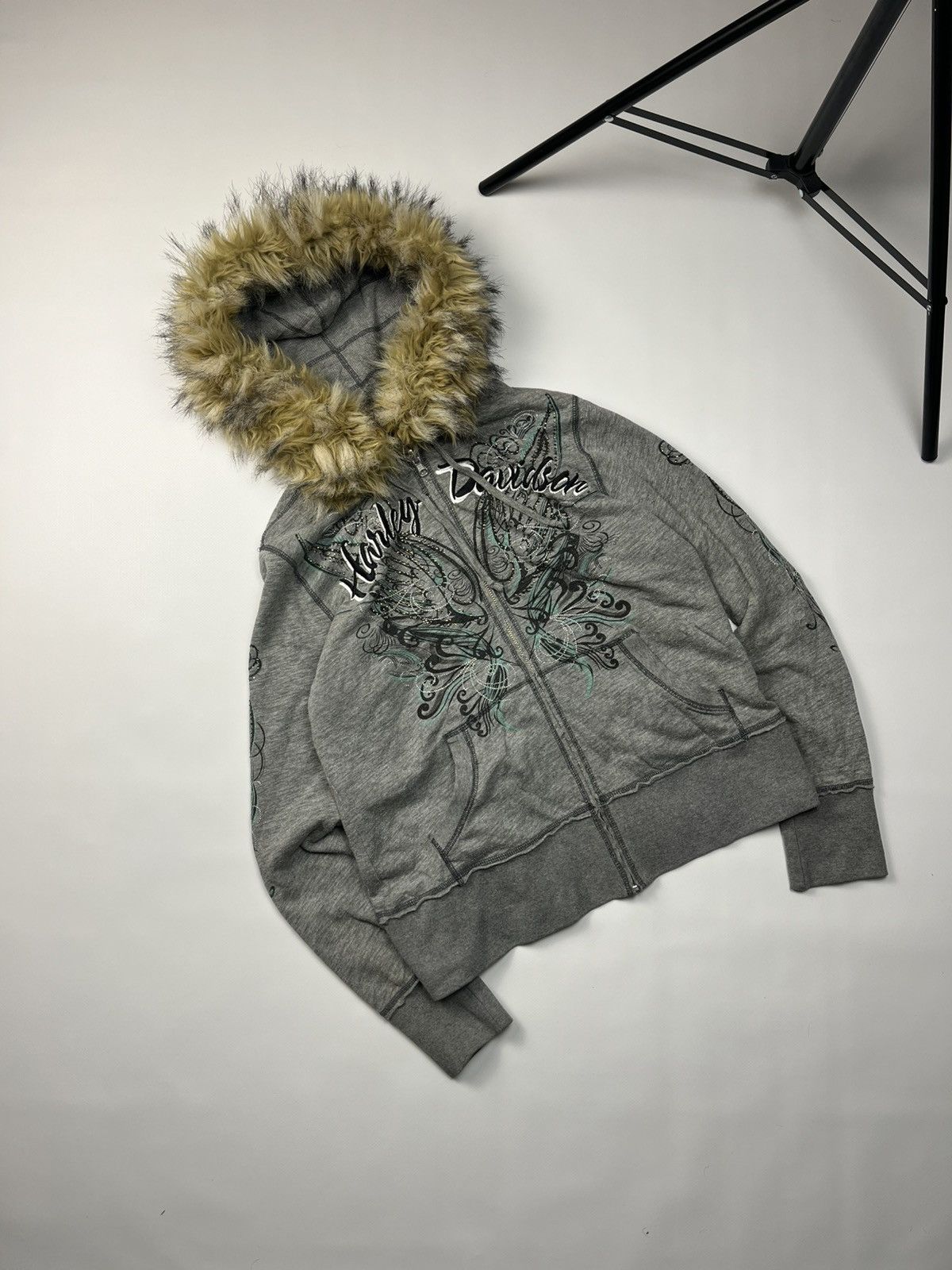 If Six Was Nine Reversible LGB Style Faux Fur Hoodie Harley Davidson Skulls Size US M / EU 48-50 / 2 - 1 Thumbnail