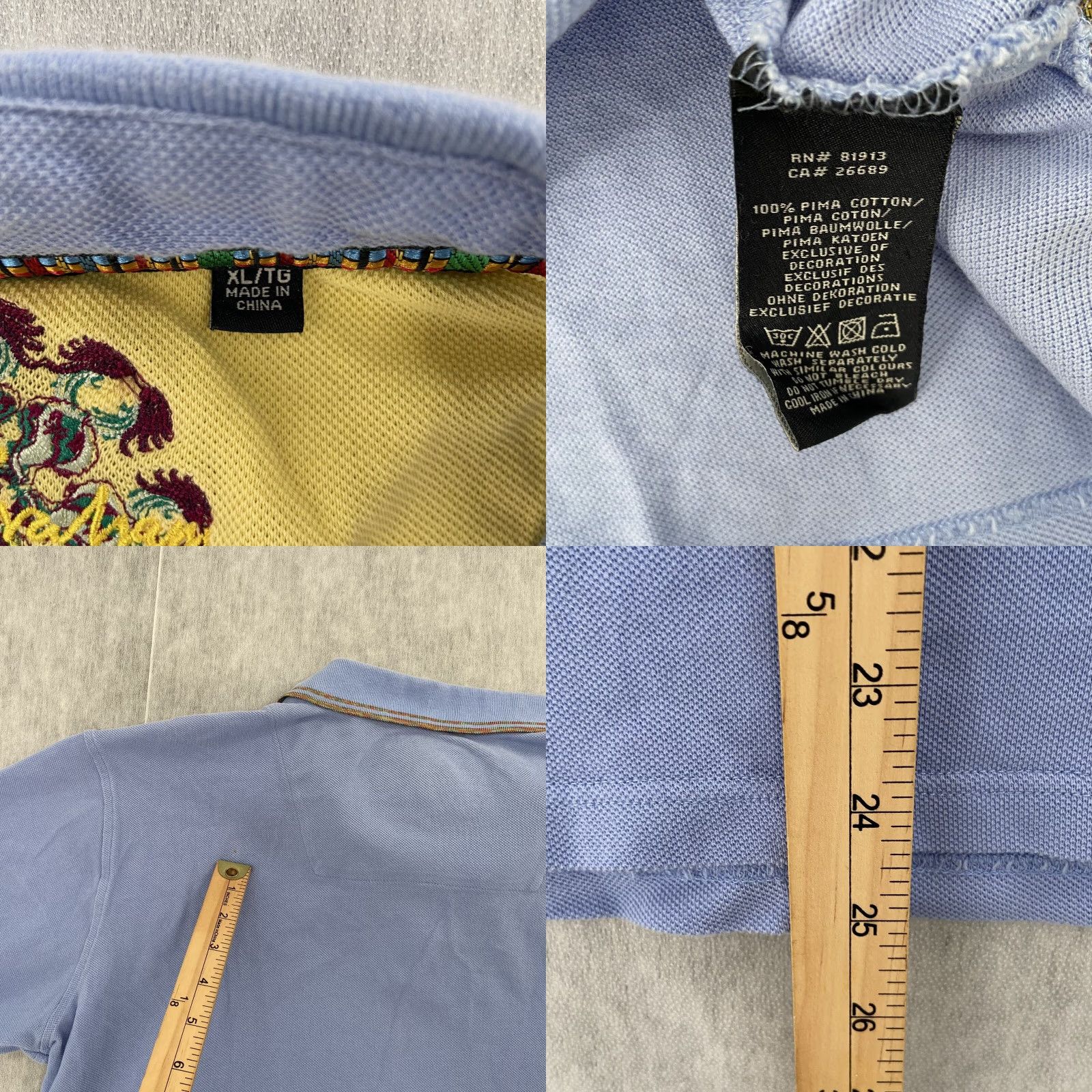 Robert Graham Robert Graham Blue Polo Shirt Adult XL Colorful Collar Pima Cotton Casual Mens Size US XL / EU 56 / 4 - 8 Thumbnail