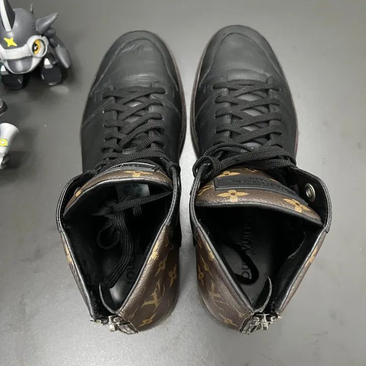 Louis Vuitton Louis Vuitton Black Leather High-Top Sneakers -2508 Size US 8 / EU 41 - 8 Thumbnail