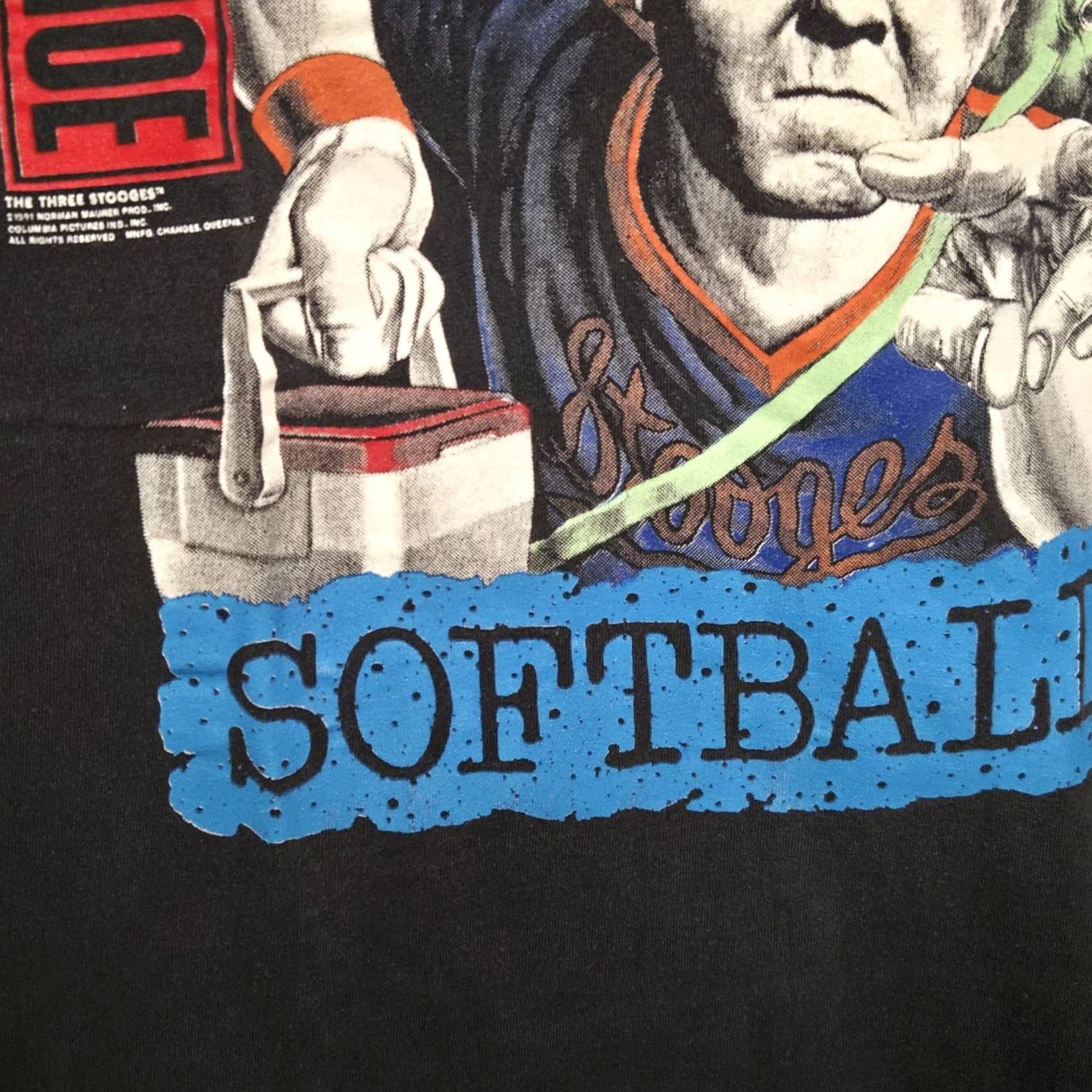 Changes VINTAGE 1991 Three Stooges Moe Knows Softball Single Stitch T-Shirt Large Mens Black Cotton Graphic Tee 1990s Sportswear/Beach Personalized Size US L / EU 52-54 / 3 - 4 Thumbnail