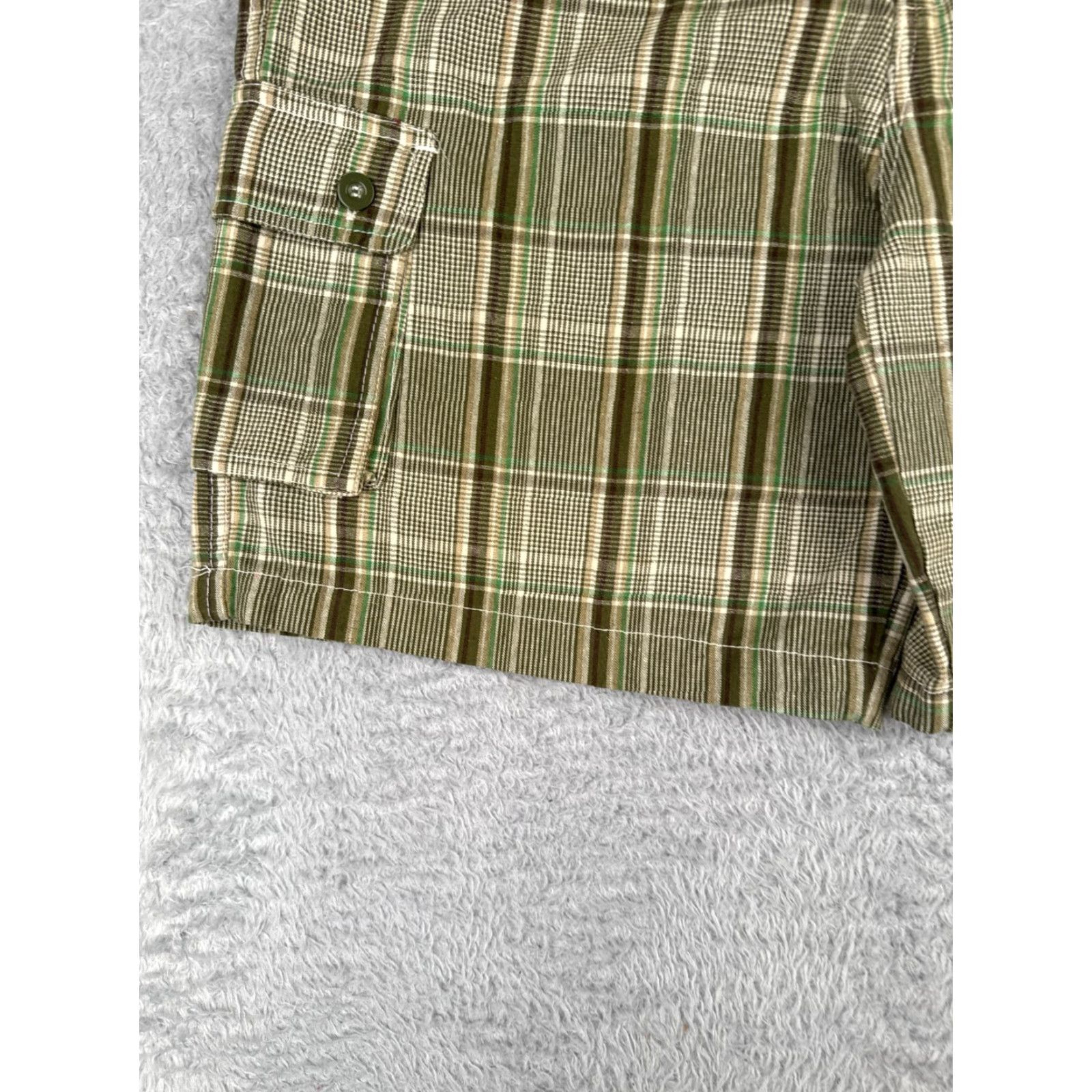 Vintage Sofich Mens Shorts Cargo Plaid Green 40 Cotton Blend Hike Skate Casual 9" Size US 40 / EU 56 - 3 Thumbnail