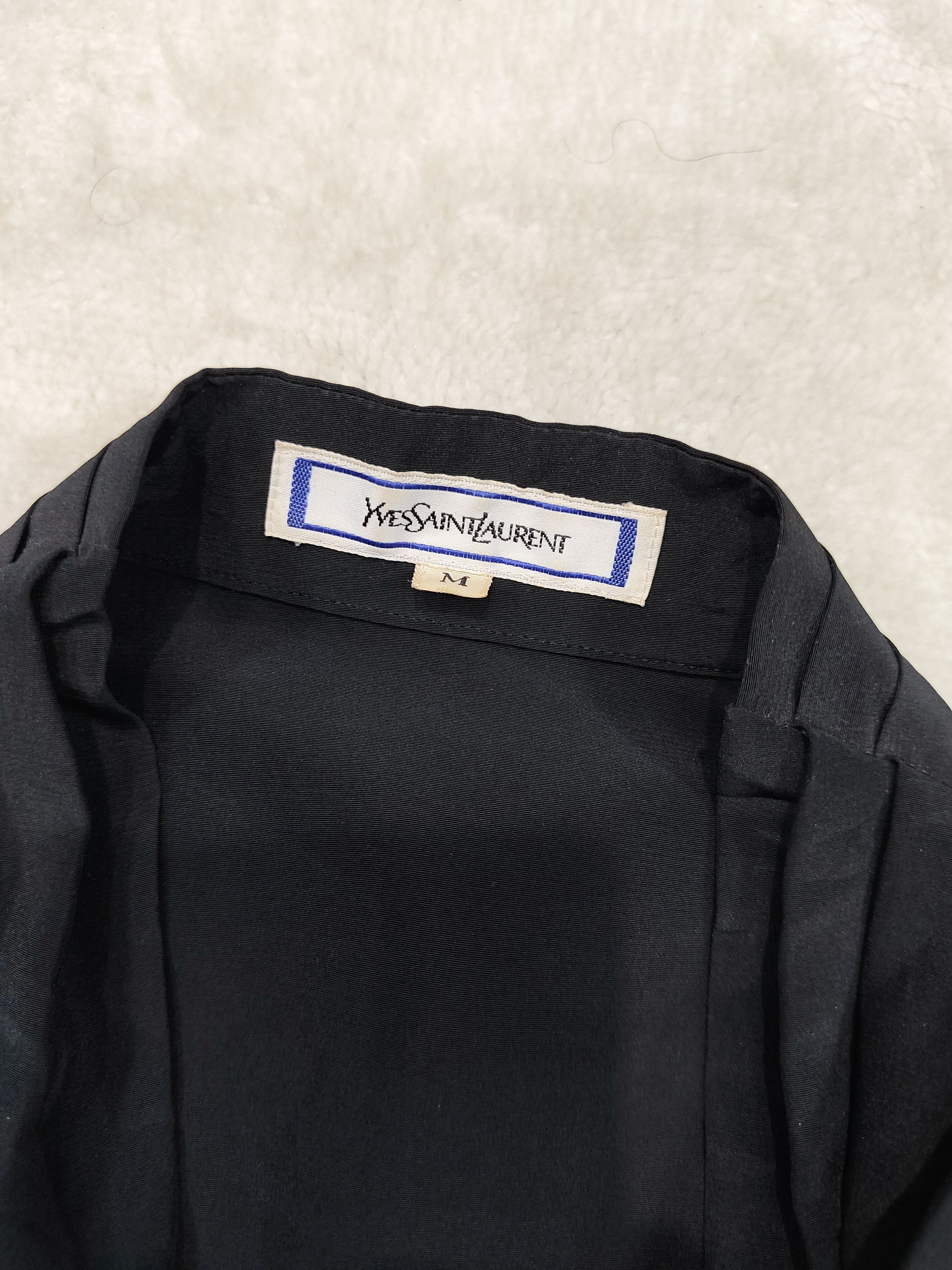 Yves Saint Laurent 80s YSL- Elegant Dark Academia Goth Minimalist Draped Blouse Size L / US 10 / IT 46 - 7 Thumbnail