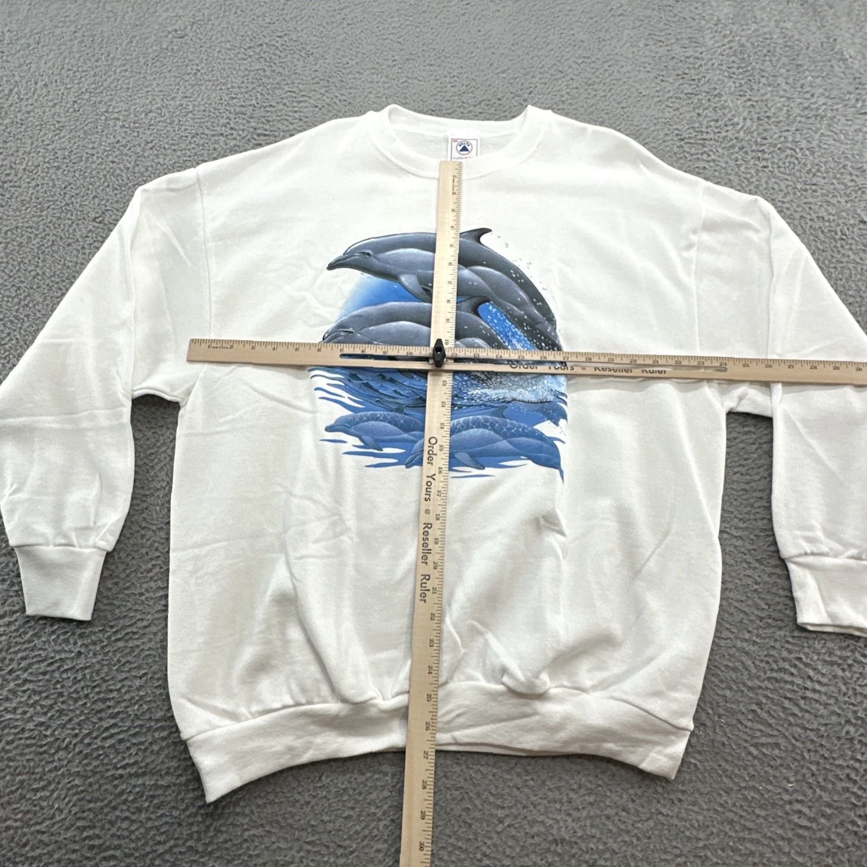 Delta VINTAGE 90s Dolphins Waves Airwaves Sweatshirt Men 2XL White Pullover Size US XXL / EU 58 / 5 - 7 Thumbnail