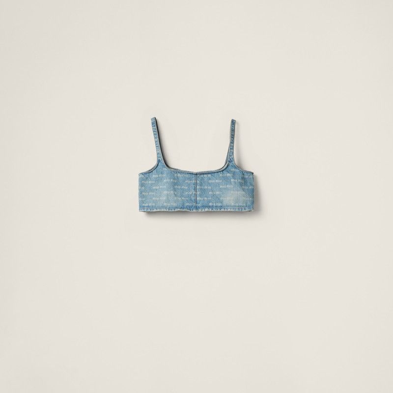 Miu Miu o1B3y1r0526 Denim Top in Blue Size XS / US 0-2 / IT 36-38 - 1 Thumbnail