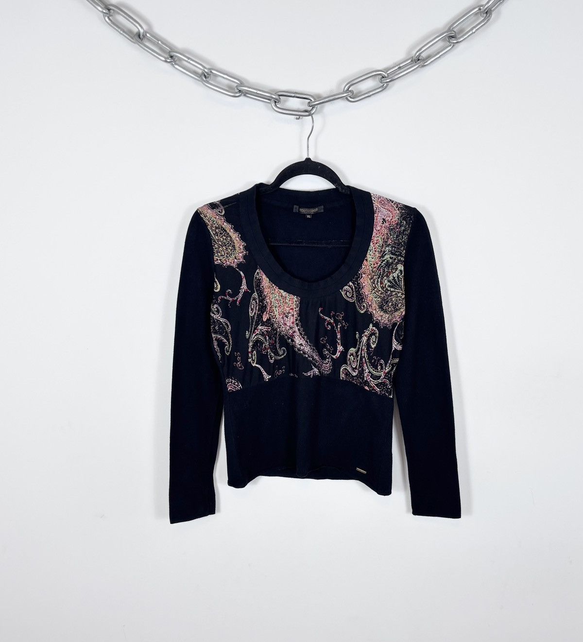 Roberto Cavalli Roberto Cavalli Vintage Women’s Rhinestones Long Sleeve Tee Size XL / US 12-14 / IT 48-50 - 1 Thumbnail