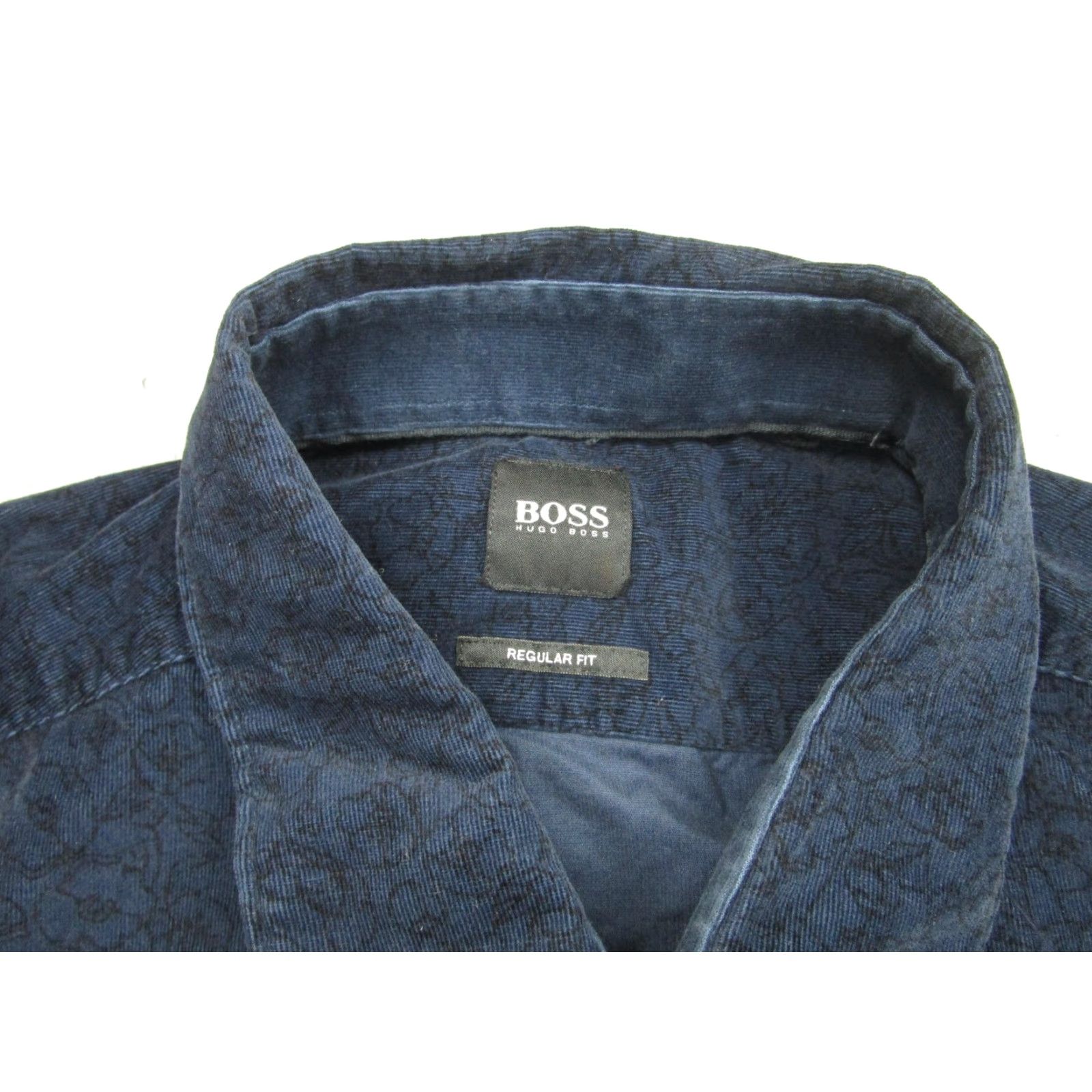 Vintage BOSS Hugo Boss Corduroy Shirt Mens XL Blue Floral Long Sleeve Button-Up Regular Fit Size US XL / EU 56 / 4 - 5 Thumbnail