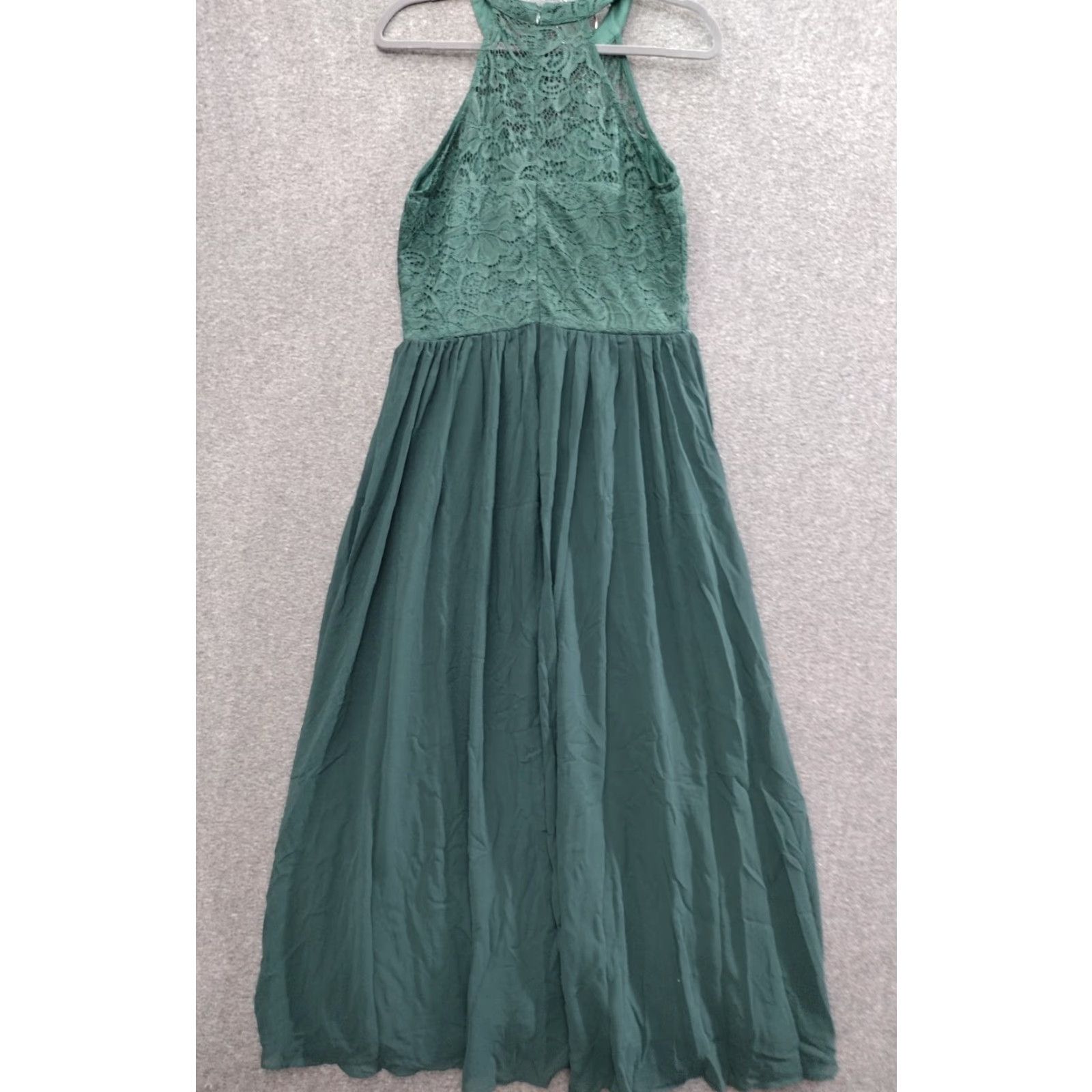 Vintage Wedtrend Maxi Dress XL Green Embroidered Lace Halter Top Sleeveless Floral Long Dress Women Mens? Size XL / US 12-14 / IT 48-50 - 2 Thumbnail