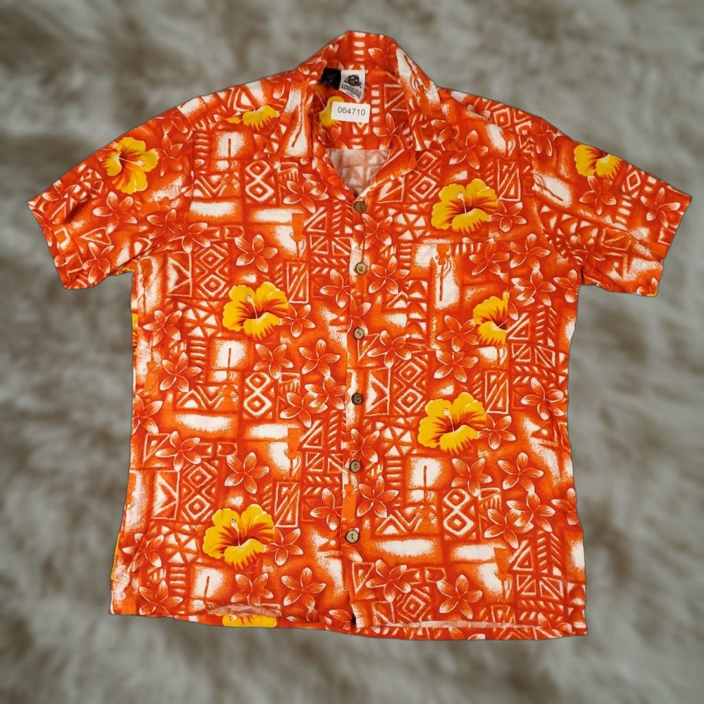 Vintage Kennington Shirt Mens M Orange Floral Rayon Hawaiian Short Sleeve Size US M / EU 48-50 / 2 - 1 Thumbnail