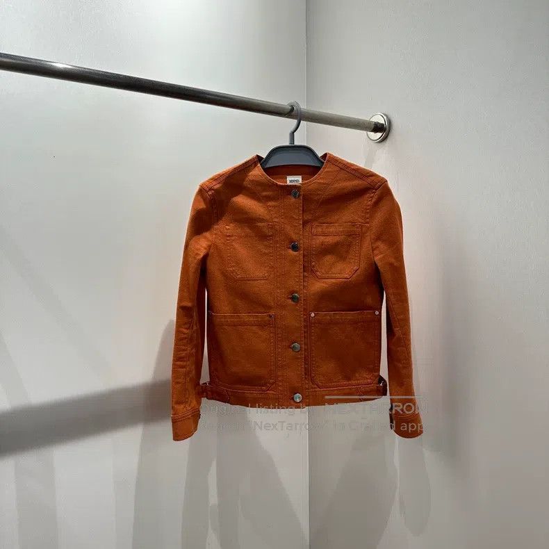 Hermes Hermes Slogan leather patch denim jacket Size 4XL / US 24-26 - 1 Thumbnail