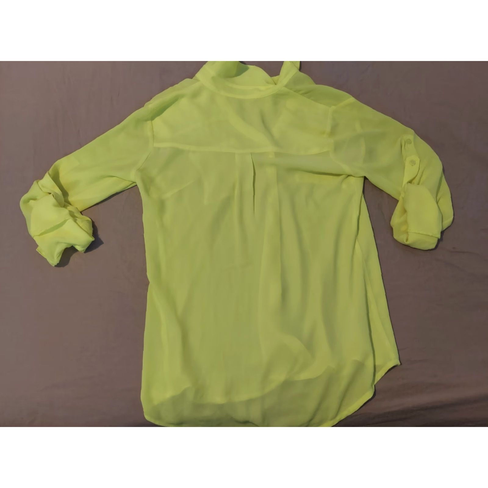 Express VINTAGE Express Shirt Womens XS Neon Green Button Blouse Size XS / US 0-2 / IT 36-38 - 5 Thumbnail