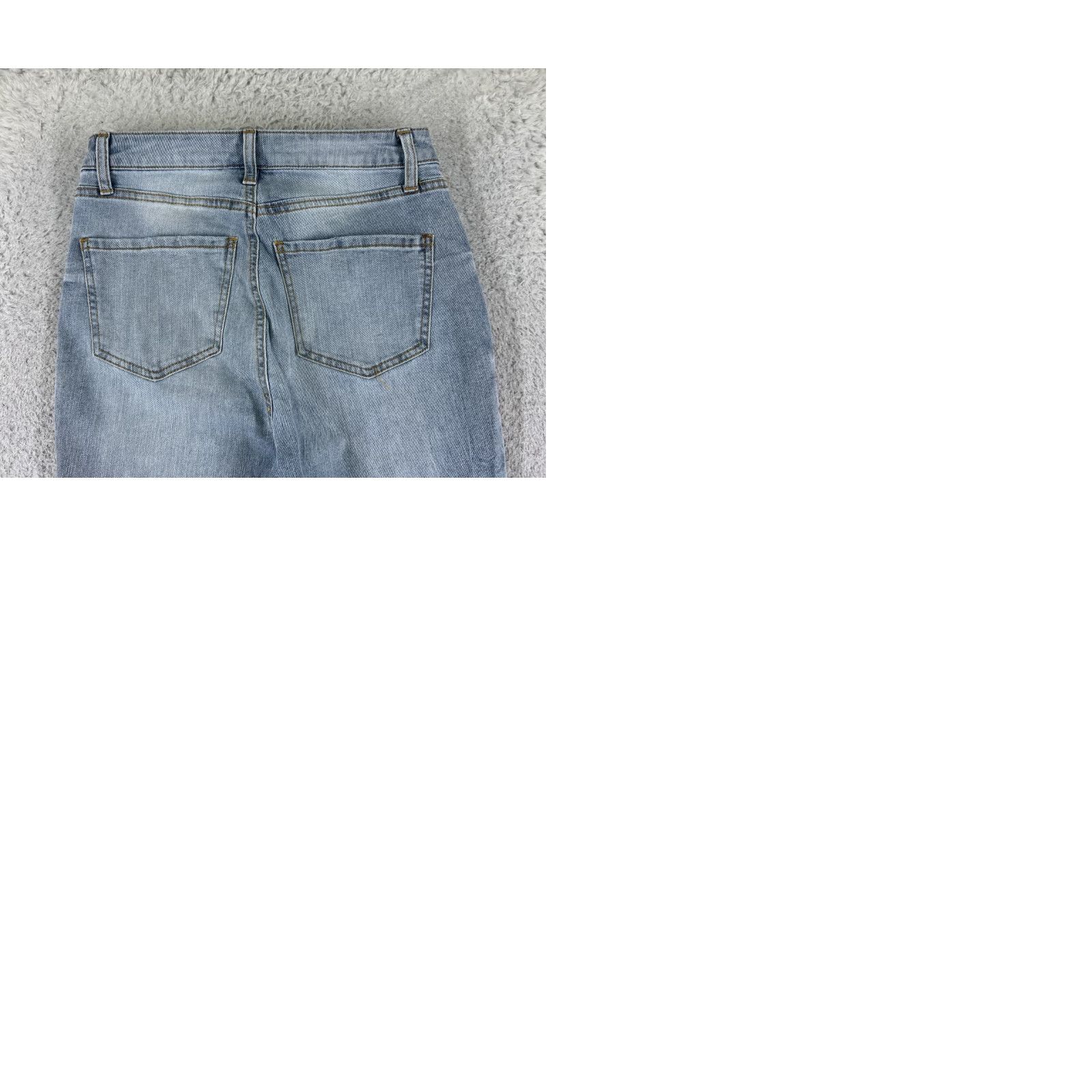 Vintage No Boundaries Jeans Flared Denim Females 29x25 Blue Distressed 3 5-Pocket Regular Cotton Blend High Rise Cowboy Southwestern Designer Vintage No Size 26" / US 2 / IT 38 - 10 Thumbnail