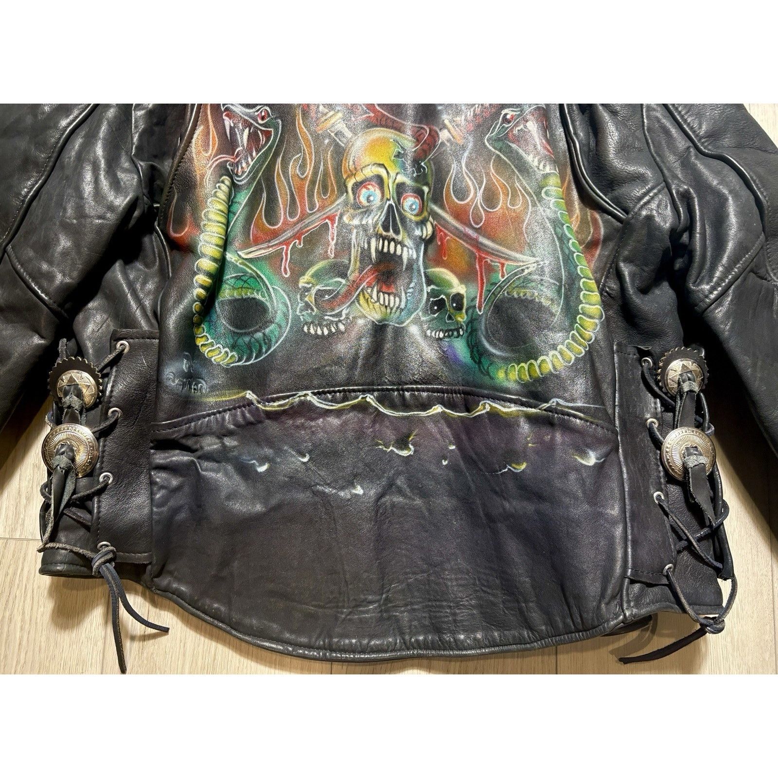 Leather VTG Leather Biker Jacket Airbrushed Harley Davidson Art L Size US L / EU 52-54 / 3 - 16 Thumbnail